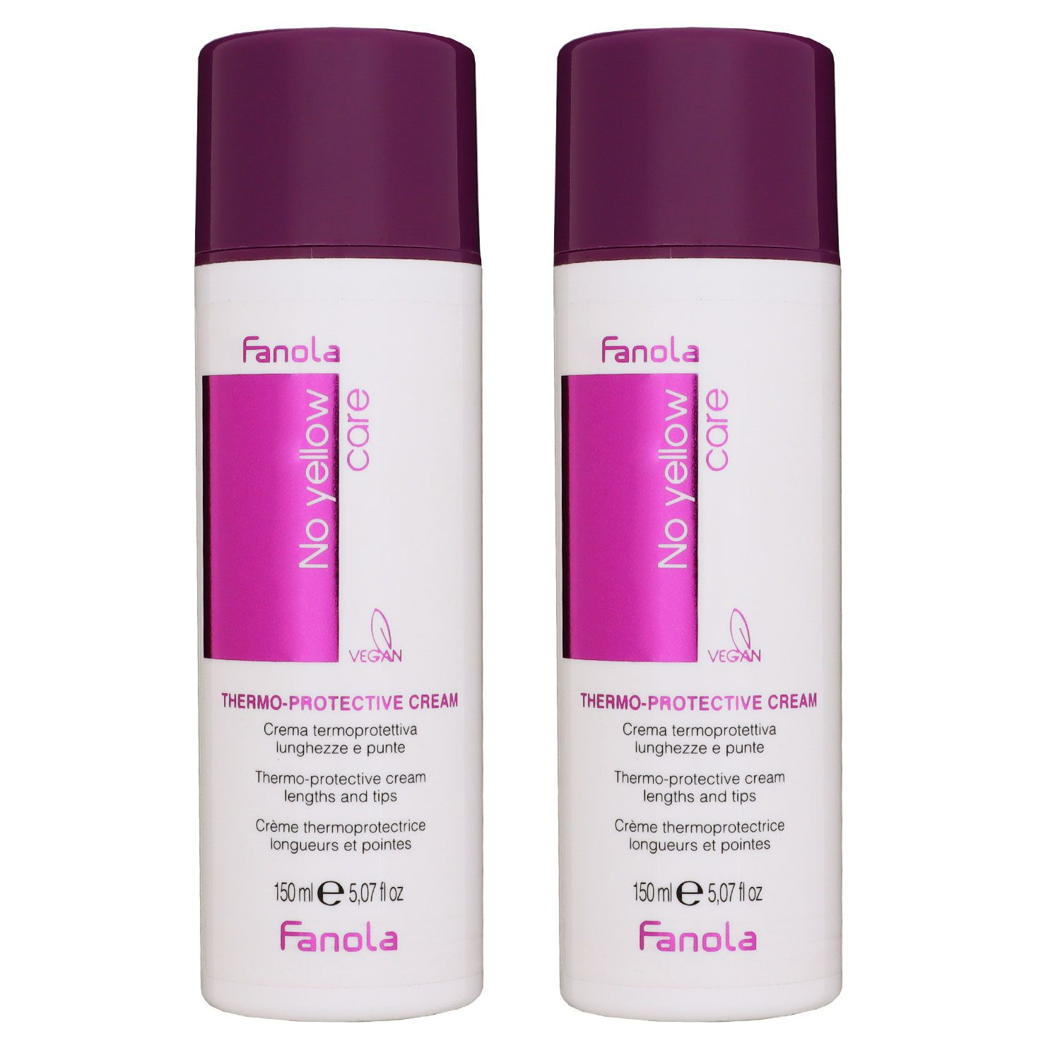 Fanola No Yellow 2 x 150 ml Thermo Protective Creme Haarcreme Stylingcreme Hitzeschutz Set