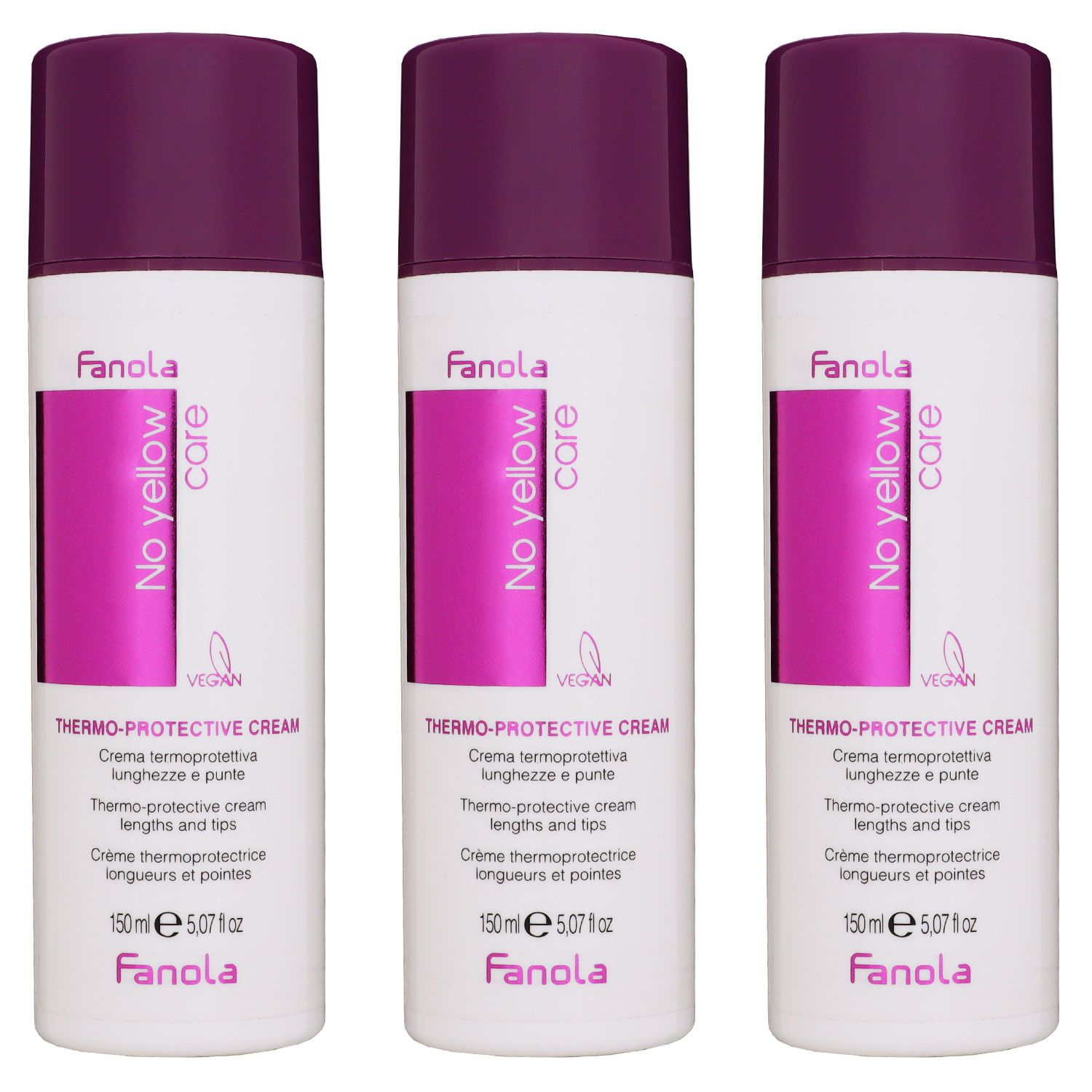 Fanola No Yellow 3 x 150 ml Thermo Protective Creme Haarcreme Stylingcreme Hitzeschutz Set