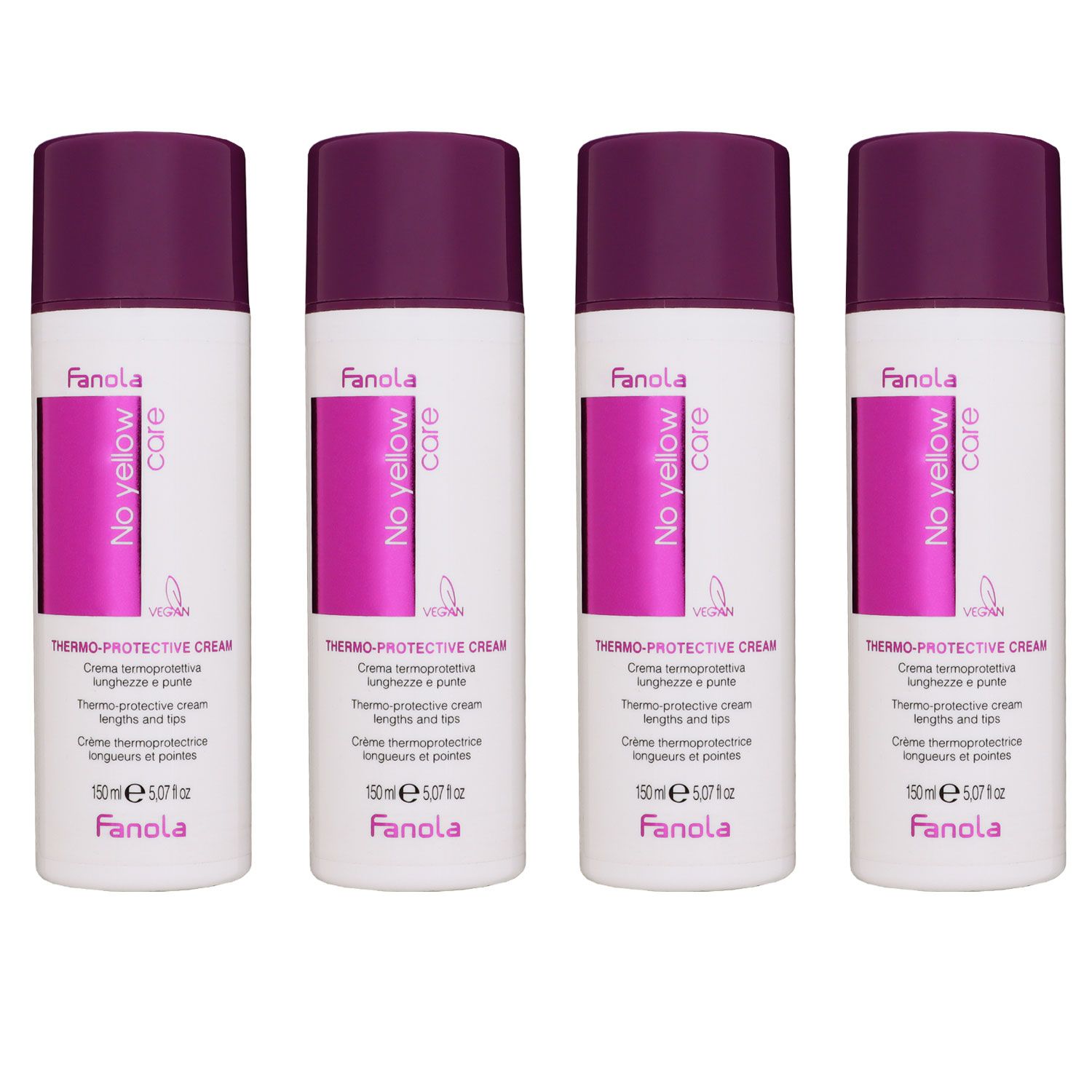 Fanola No Yellow 4 x 150 ml Thermo Protective Creme Haarcreme Stylingcreme Hitzeschutz Set