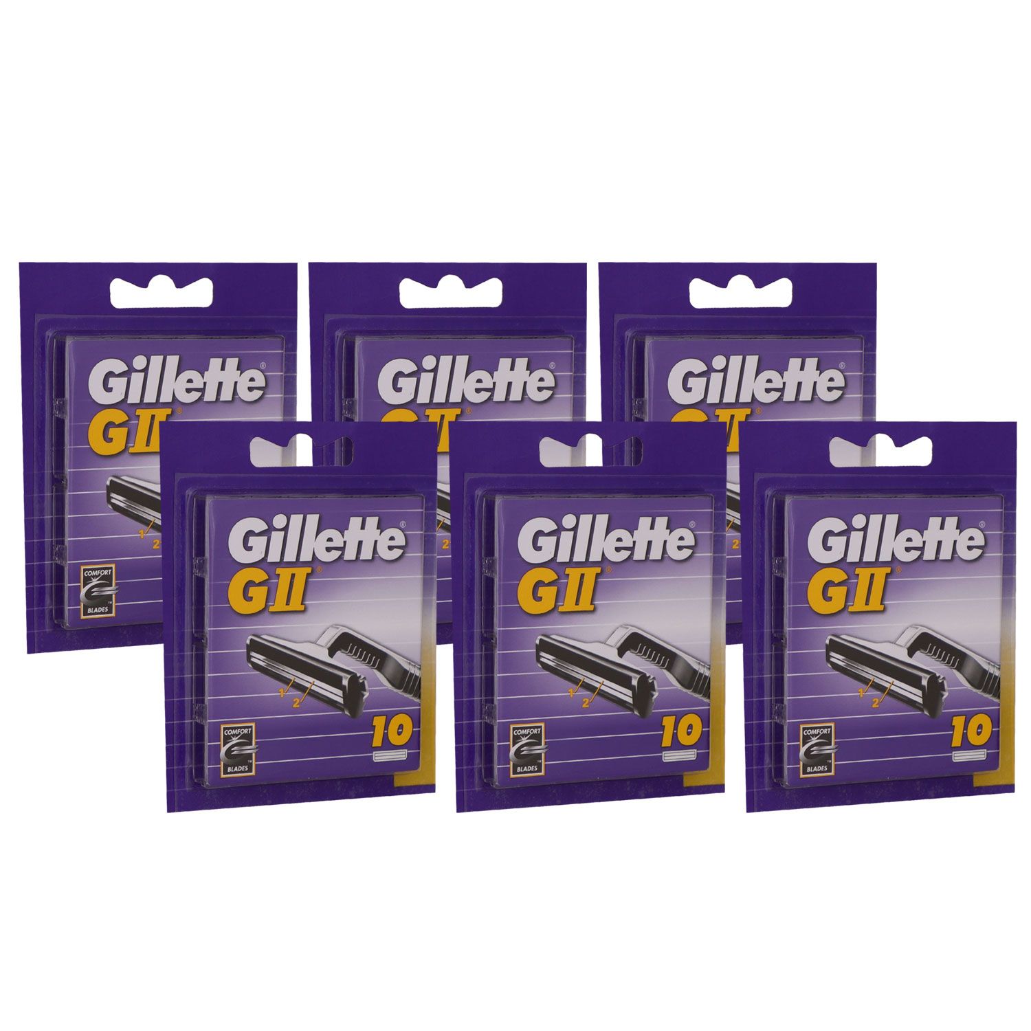 Gillette GII Rasierklingen 6 x 10 St�ck Klingen Set