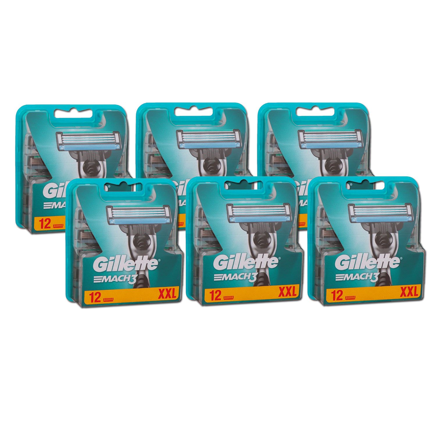 Gillette Mach3 Rasierklingen 6 x 12 St�ck Klingen XXL Set