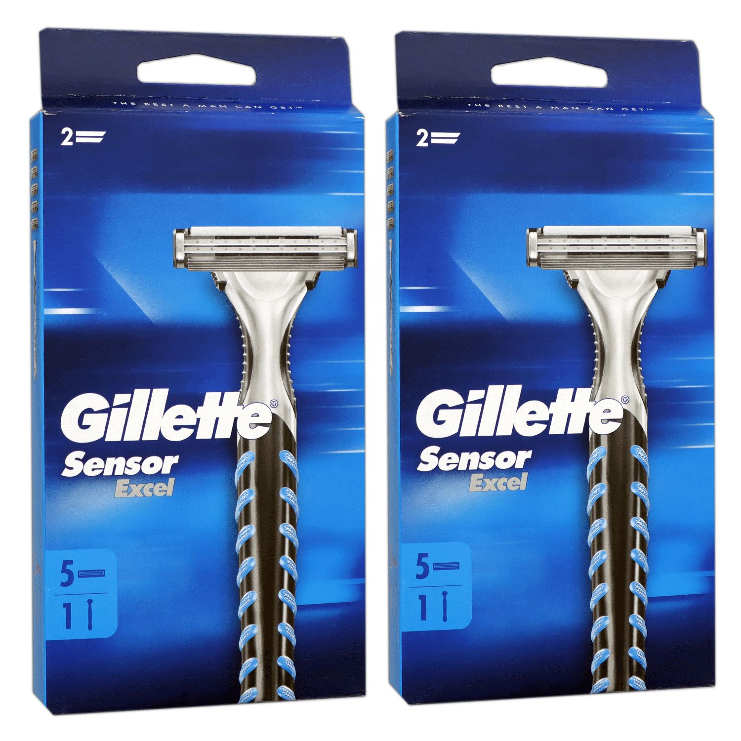 Gillette Sensor Exel 2 x Rasierer mit 5 Klingen Set