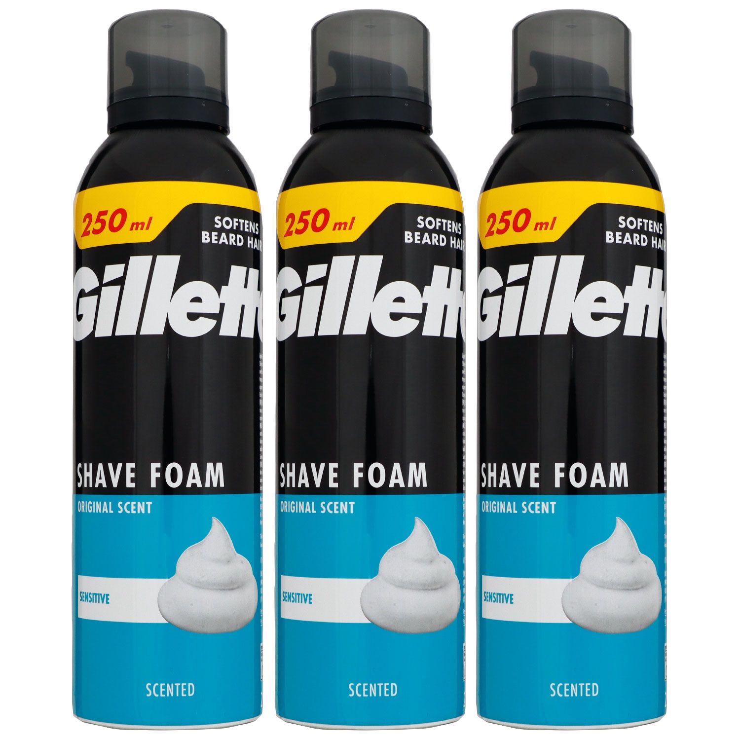 Gillette Shave Foam Rasierschaum 3 x 250 ml f�r empfindliche Haut Sensitive Set