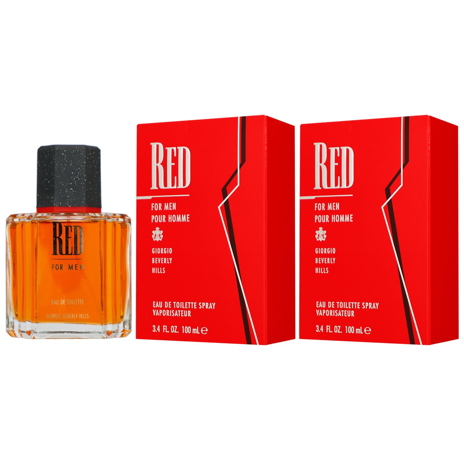 Giorgio Beverly Hills Red for Men Man 2 x 100 ml Eau de Toilette EDT Set