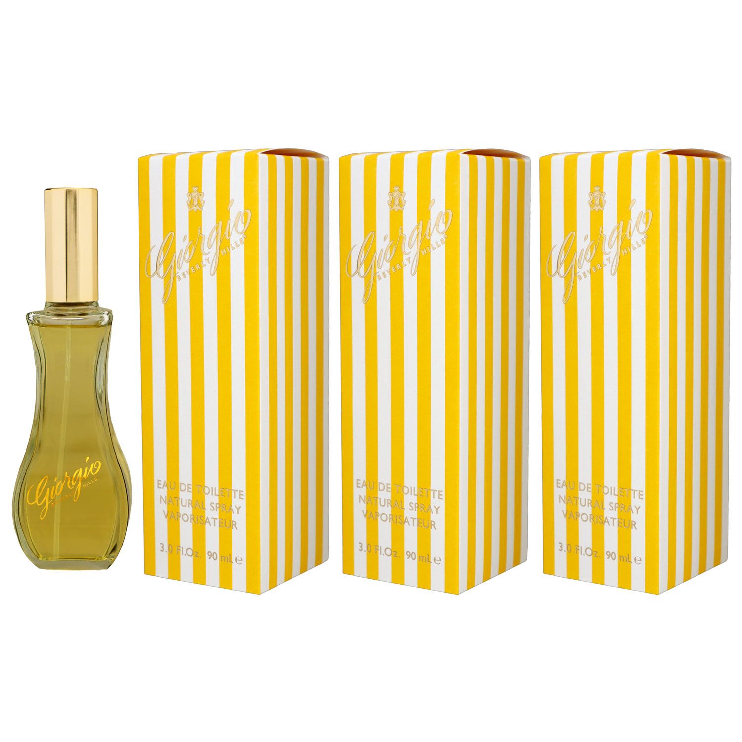 Giorgio Beverly Hills Yellow 3 x 90 ml Eau de Toilette EDT Set Damenduft