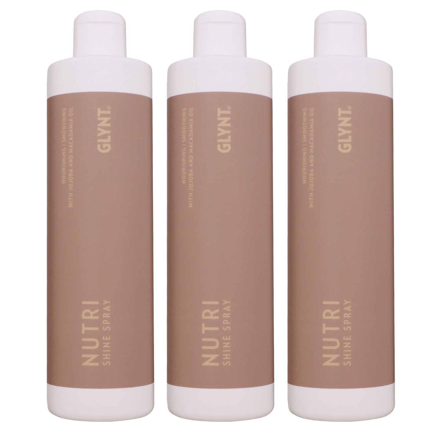 Glynt Nutri Shine Spray 3 x 500 ml Haar�l mit Jojoba & Macadamia Nachf�ller Set