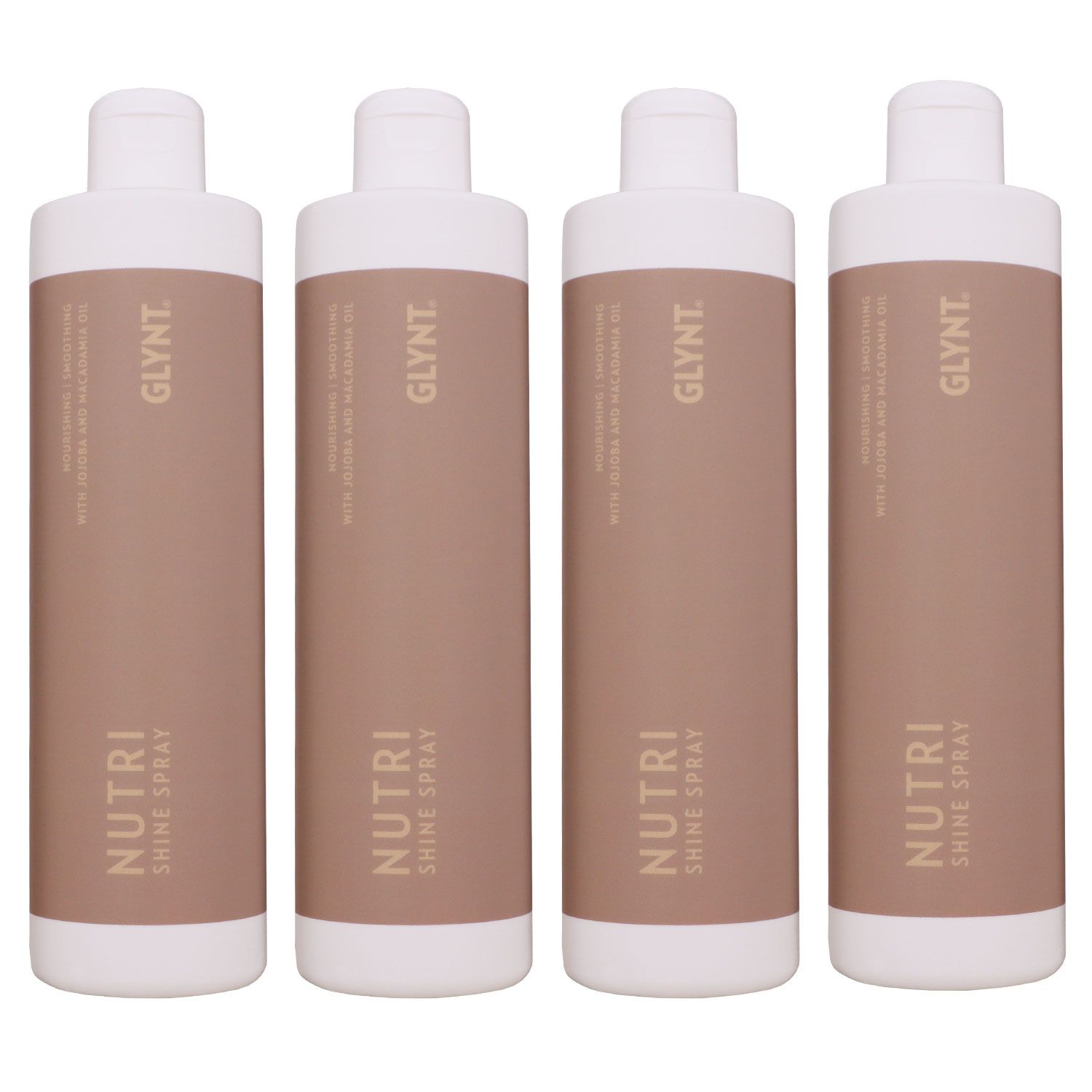 Glynt Nutri Shine Spray 4 x 500 ml Haar�l mit Jojoba & Macadamia Nachf�ller Set
