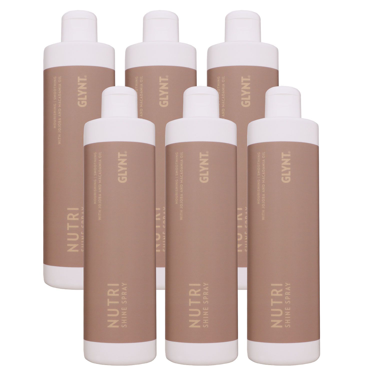 Glynt Nutri Shine Spray 6 x 500 ml Haar�l mit Jojoba & Macadamia Nachf�ller Set
