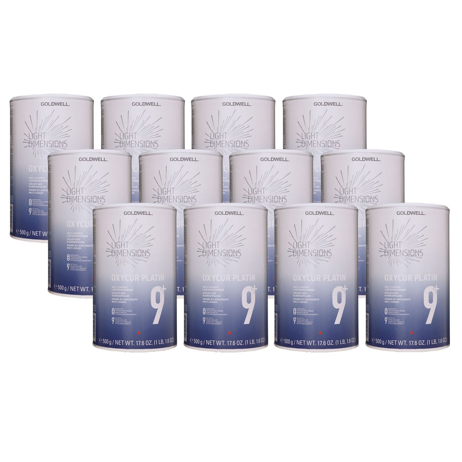Goldwell Oxycur Light Dimension Platin 9+ 12 x 500 g Blondierpulver Set