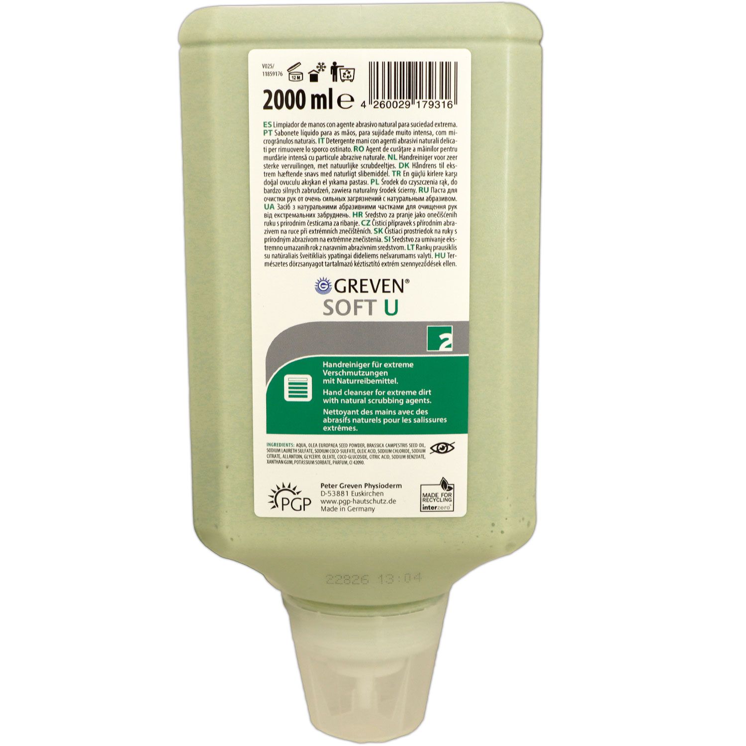 Greven Soft U 2000 ml Handreiniger mit Bioreibek�rpern aus Olivenkernen