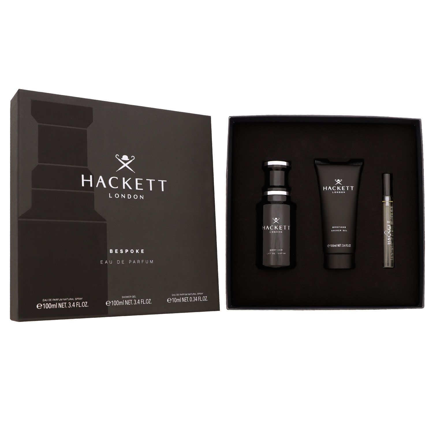 Hackett London Bespoke Set 100 ml EDP & 100 ml Duschgel & 10 ml EDP Travel Spray