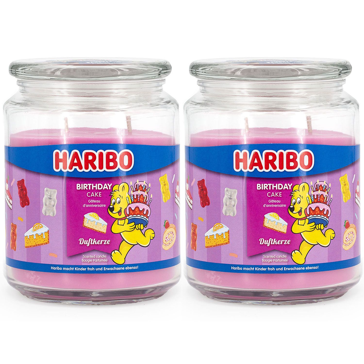 Haribo Birthday Cake 2 x 510 g Gummib�ren Duftkerze im Glas Set