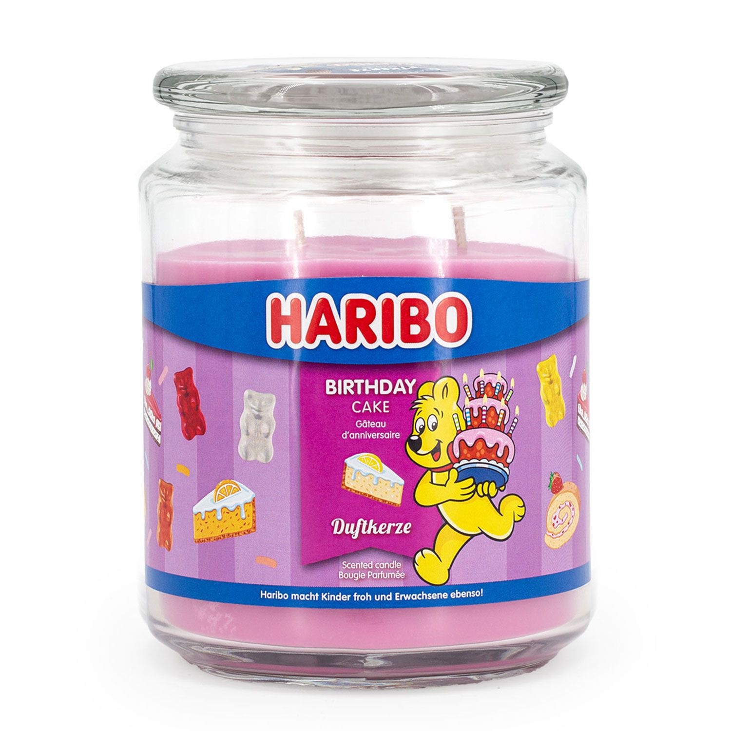 Haribo Birthday Cake 510 g Gummib�ren Duftkerze im Glas
