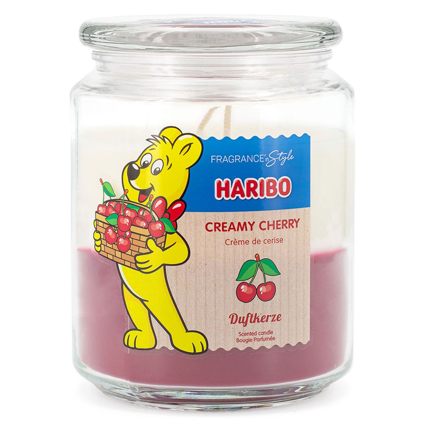 Haribo Creamy Cherry 510 g Gummib�ren Duftkerze im Glas
