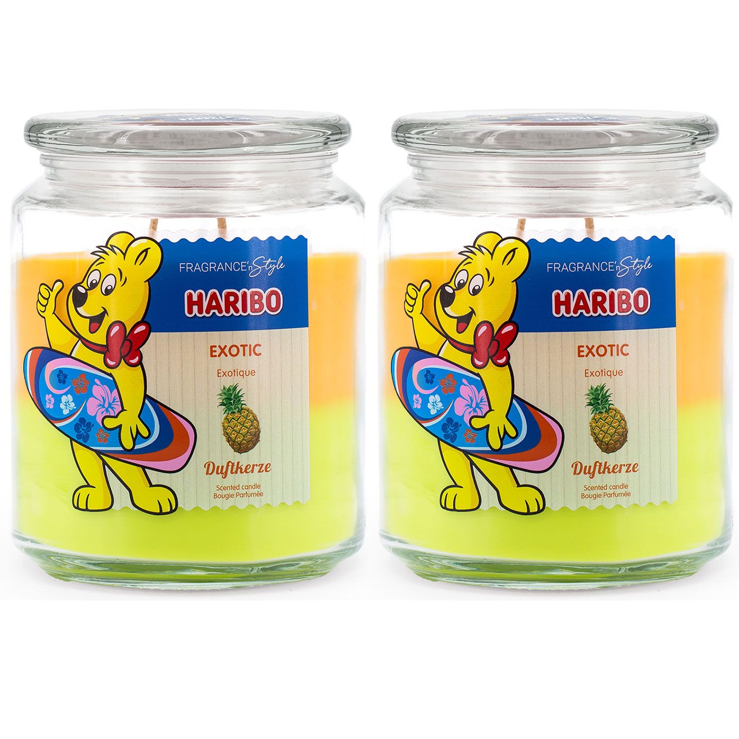 Haribo Exotic 2 x 510 g Gummib�ren Duftkerze im Glas Set