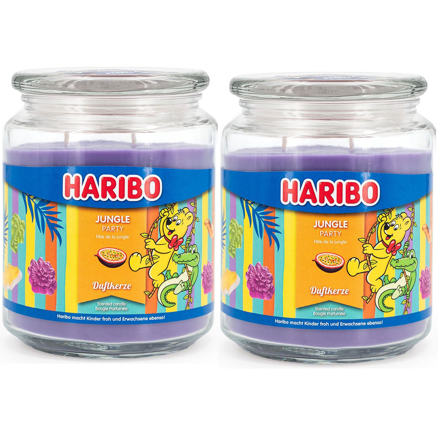 Haribo Jungle Party 2 x 510 g Gummib�ren Duftkerze im Glas Set