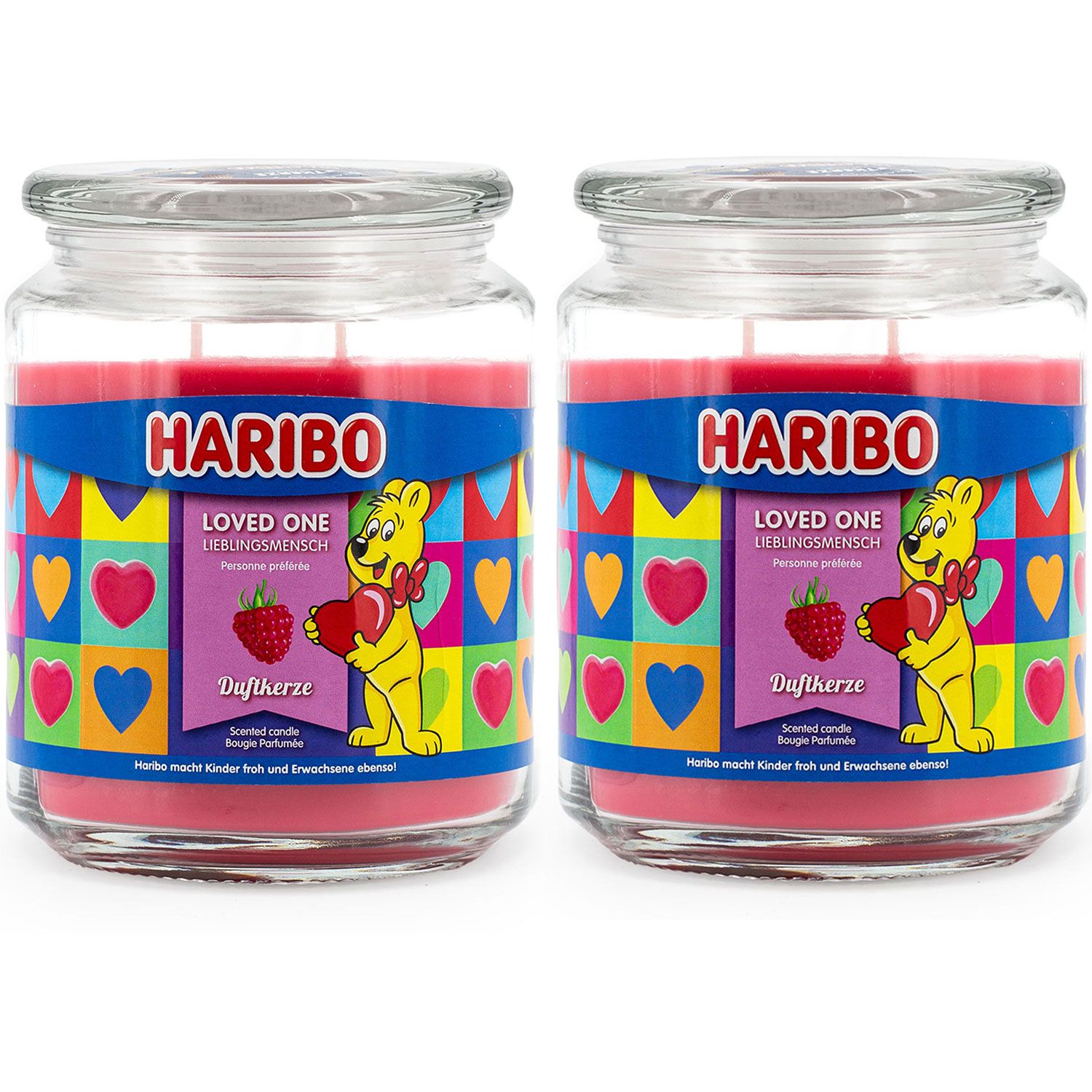 Haribo Loved one 2 x 510 g Gummib�ren Duftkerze im Glas Set