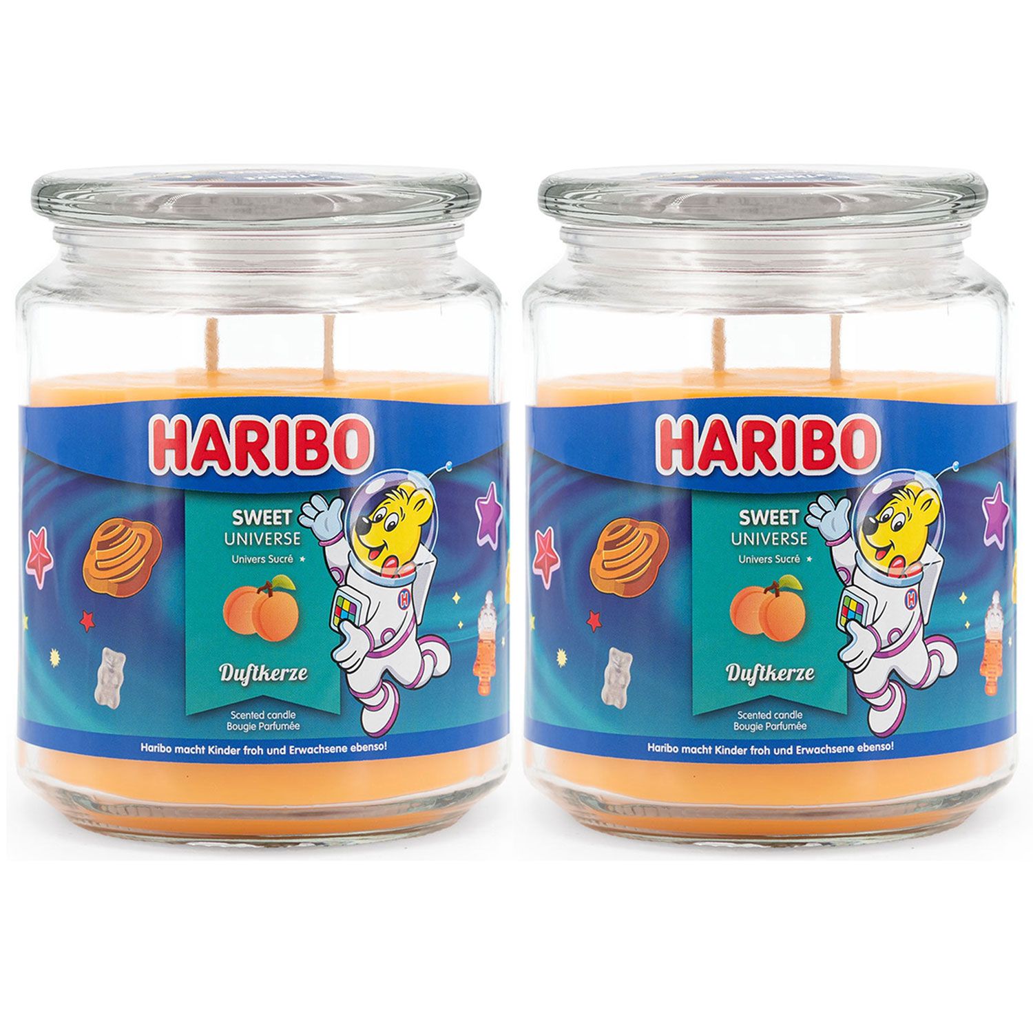 Haribo Sweet Universe 2 x 510 g Gummib�ren Duftkerze im Glas Set