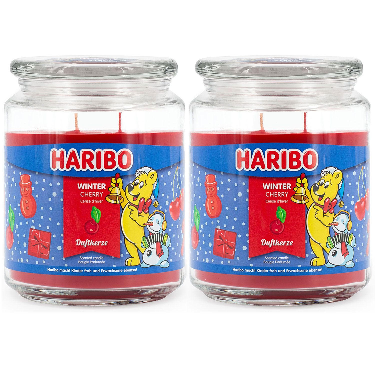 Haribo Winter Cherry 2 x 510 g Gummib�ren Duftkerze im Glas Set