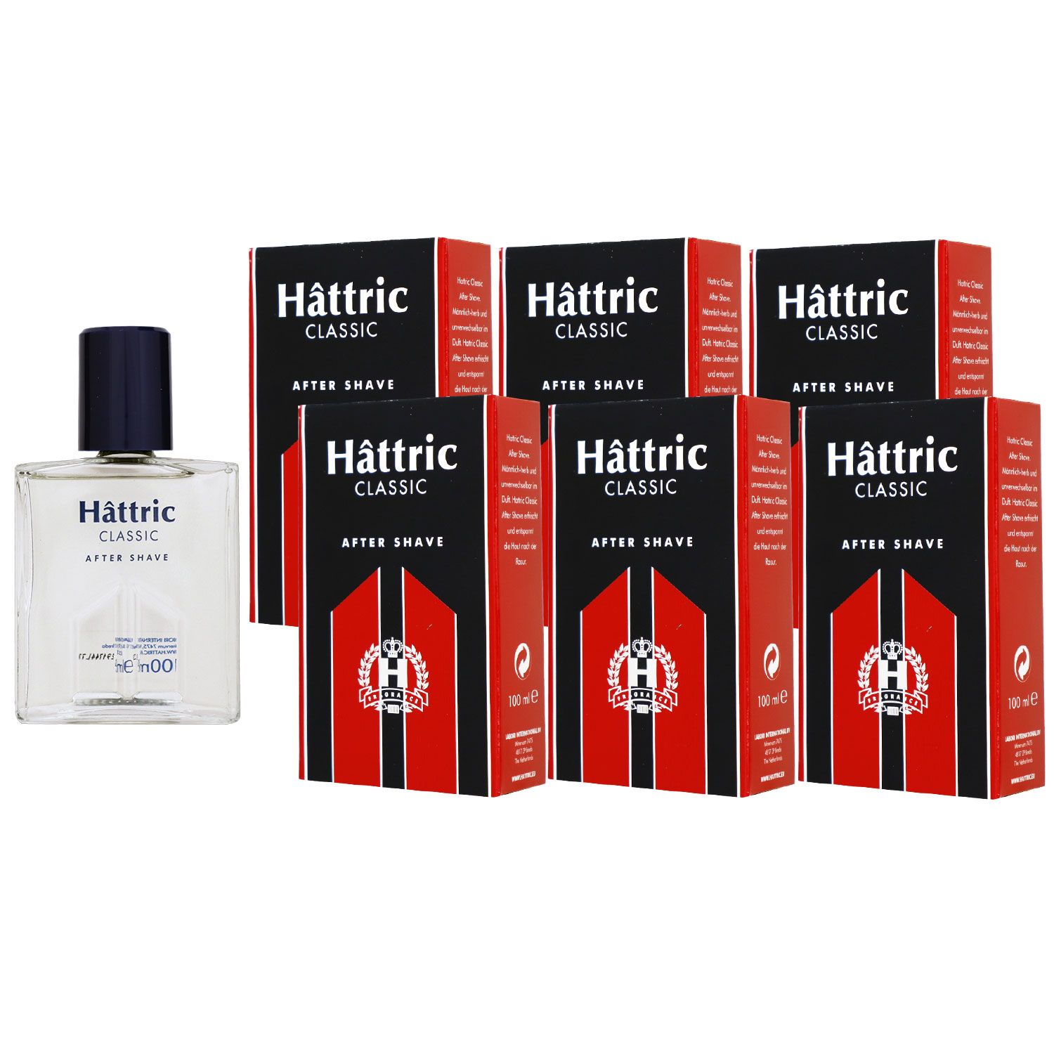 Hattric Classic After Shave 6 x 100 ml Rasierwasser Set