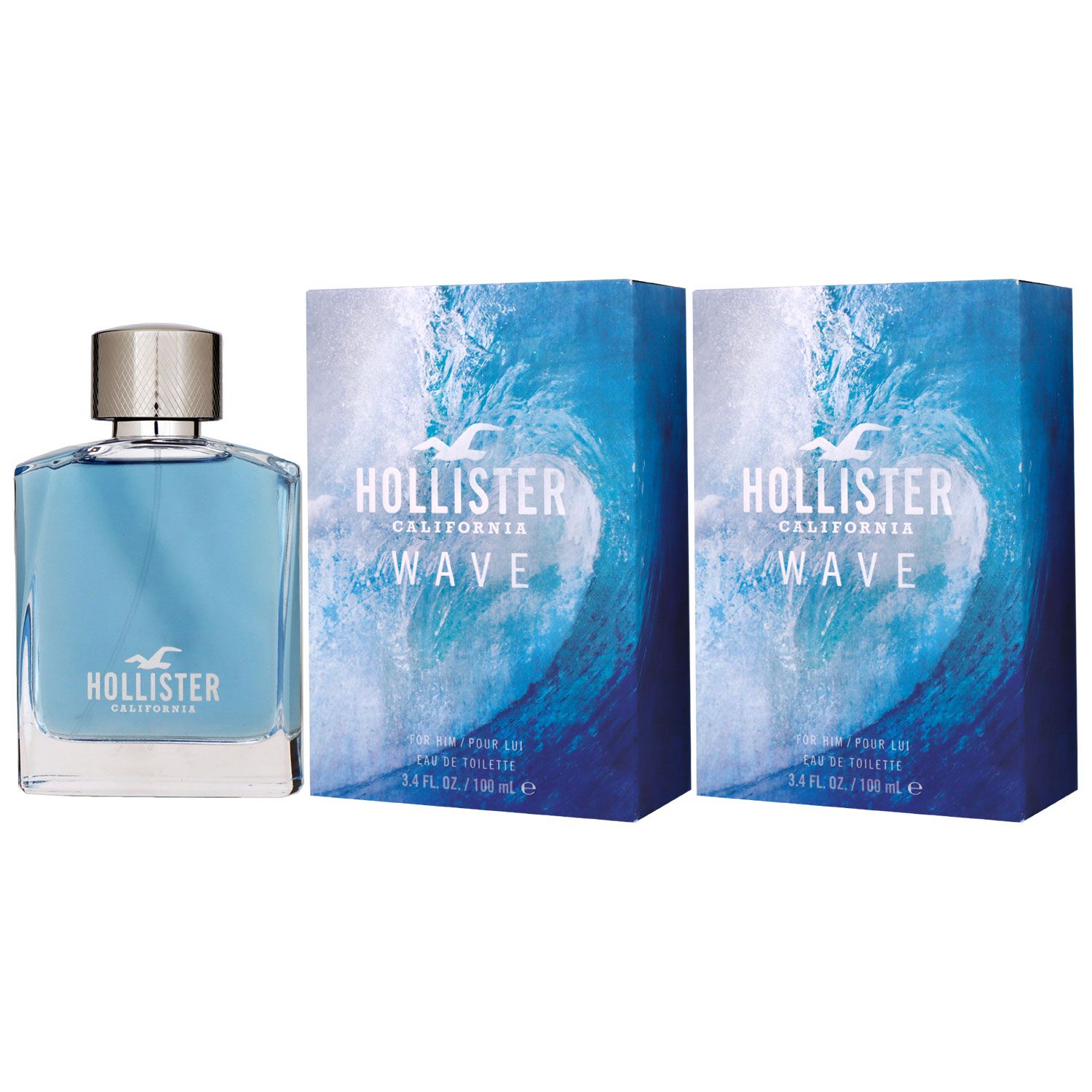 Hollister California Wave for Him 2 x 100 ml Eau de Toilette EDT Set Herrenduft