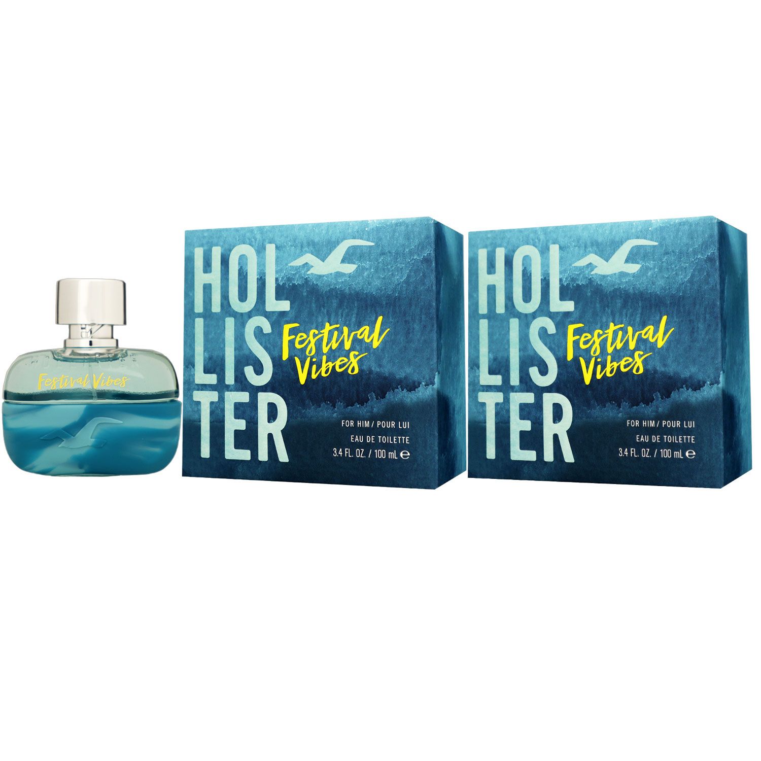 Hollister Festival Vibes for Him 2 x 100 ml Eau de Toilette EDT Set Herrenduft