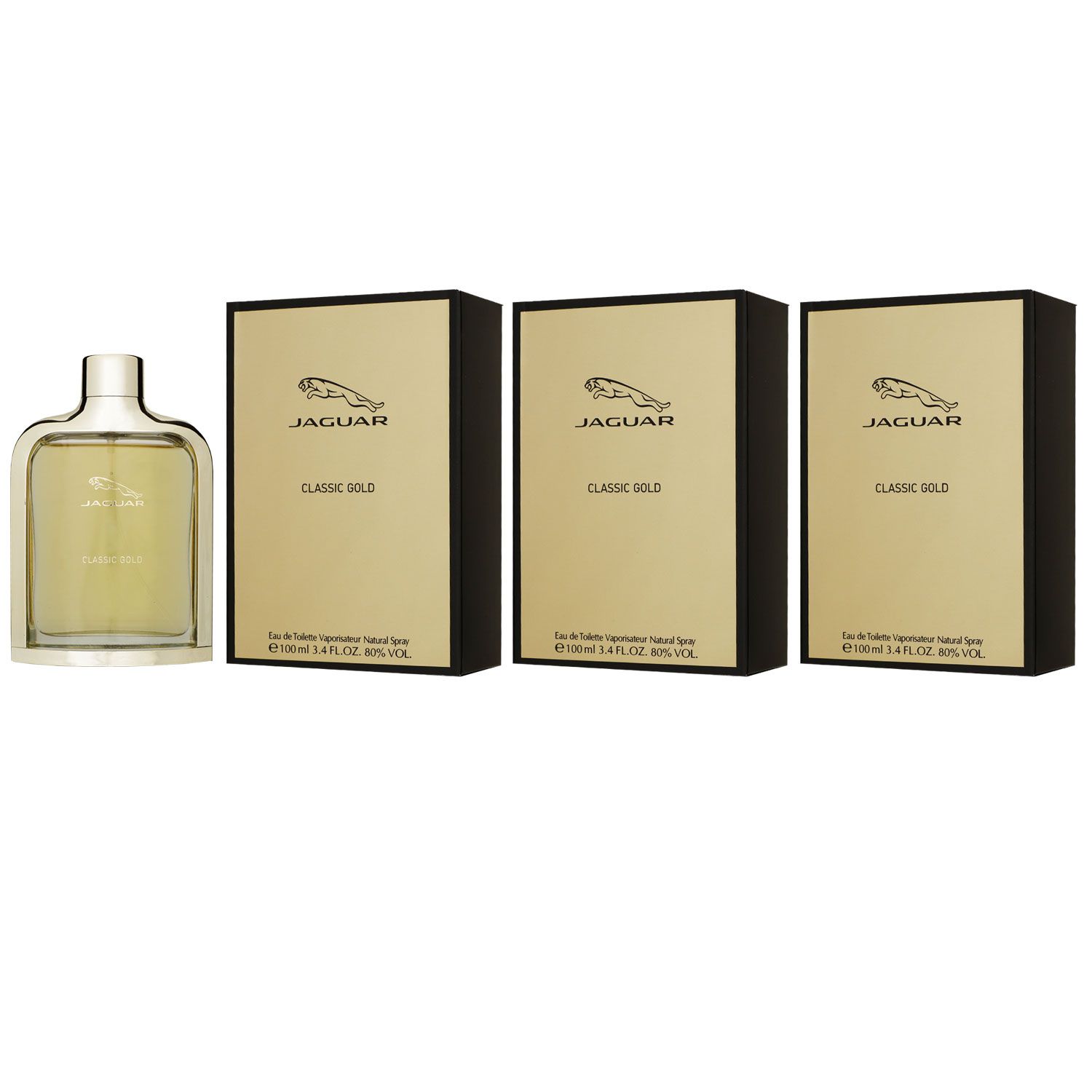 Jaguar Classic Gold 3 x 100 ml Eau de Toilette EDT Set Herrenparfum