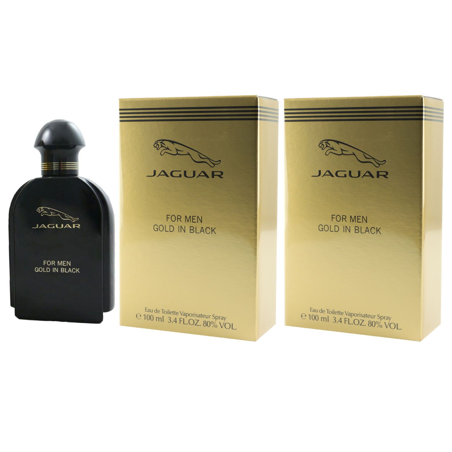Jaguar for Men Gold in Black 2 x 100 ml Eau de Toilette EDT Set Herrenduft