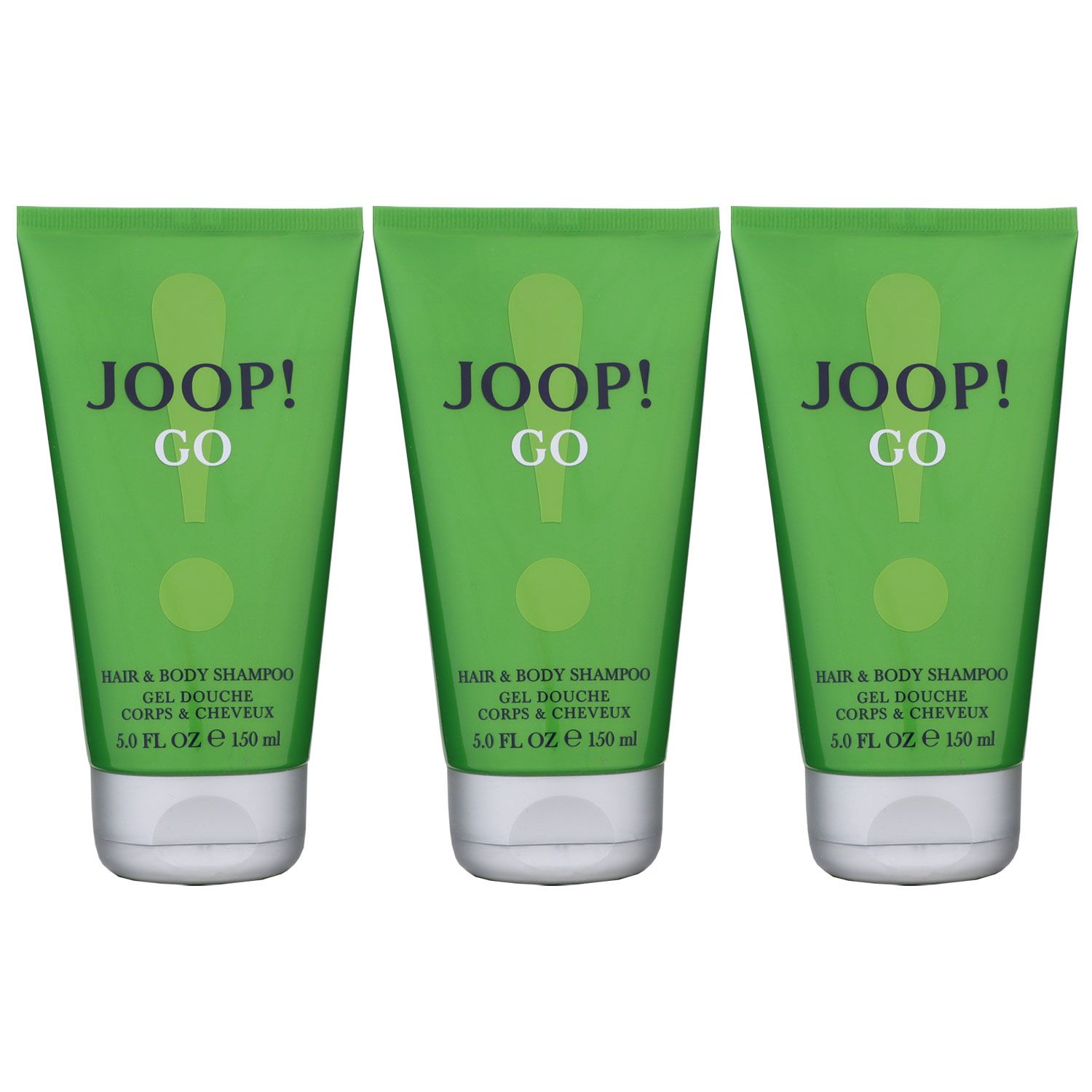 Joop Go 3 x 150 ml Hair & Body Shampoo Showergel Shower Gel Duschgel Set