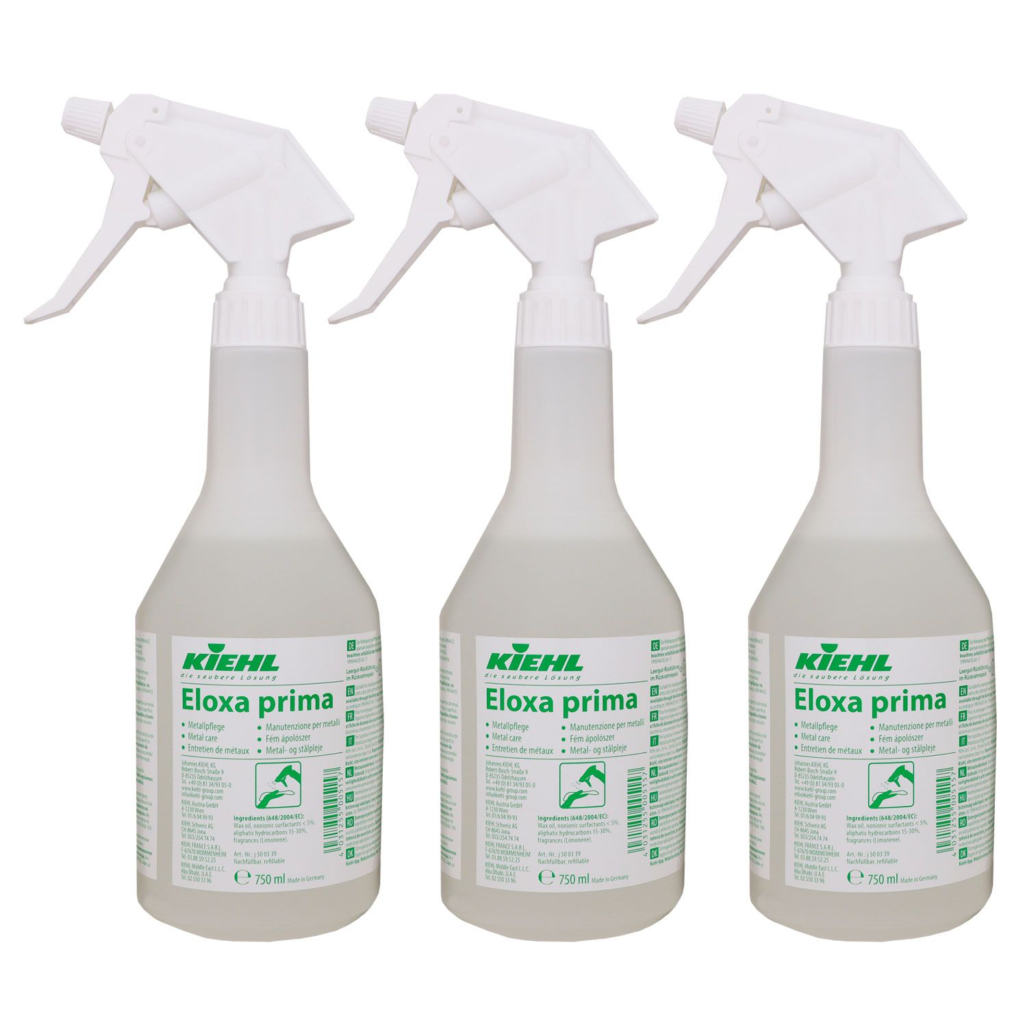 Kiehl Eloxa prima 3 x 750ml Metallpflege Edelstahlpflege gebrauchsfertig Set