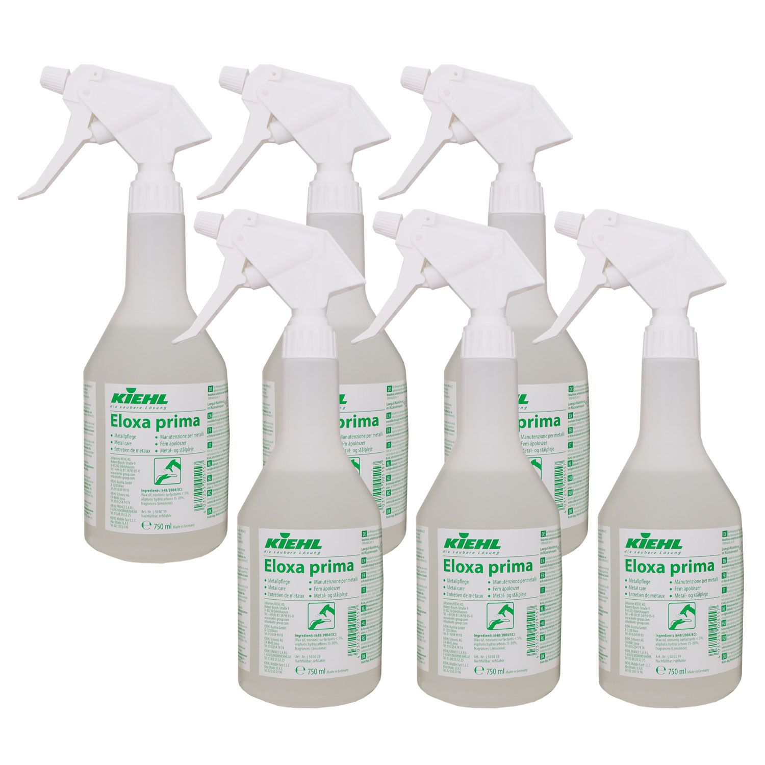 Kiehl Eloxa prima 6 x 750ml Metallpflege Edelstahlpflege gebrauchsfertig Set