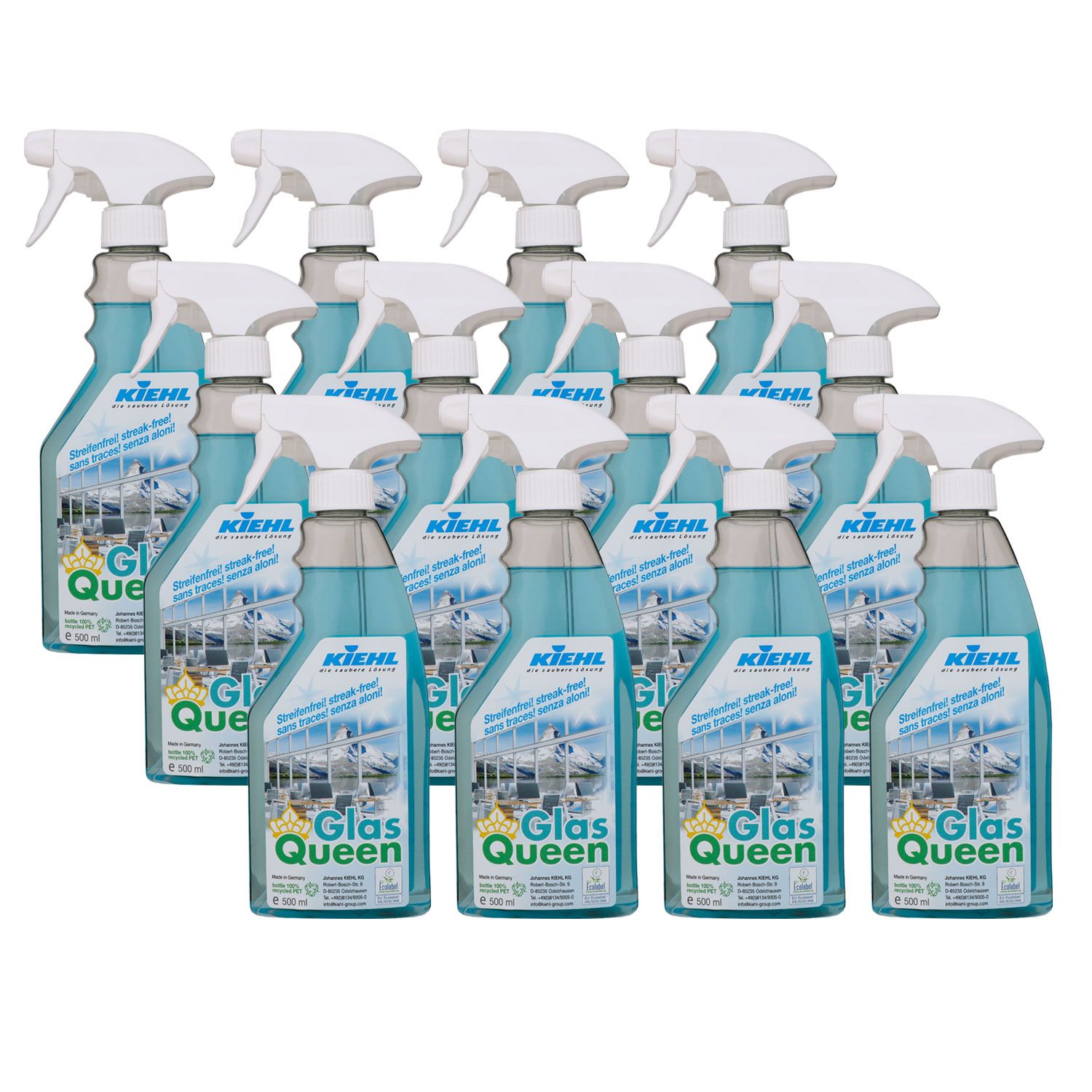 Kiehl GlasQueen 12 x 500 ml Glas- und Oberfl�chenreiniger mit Spr�her Set