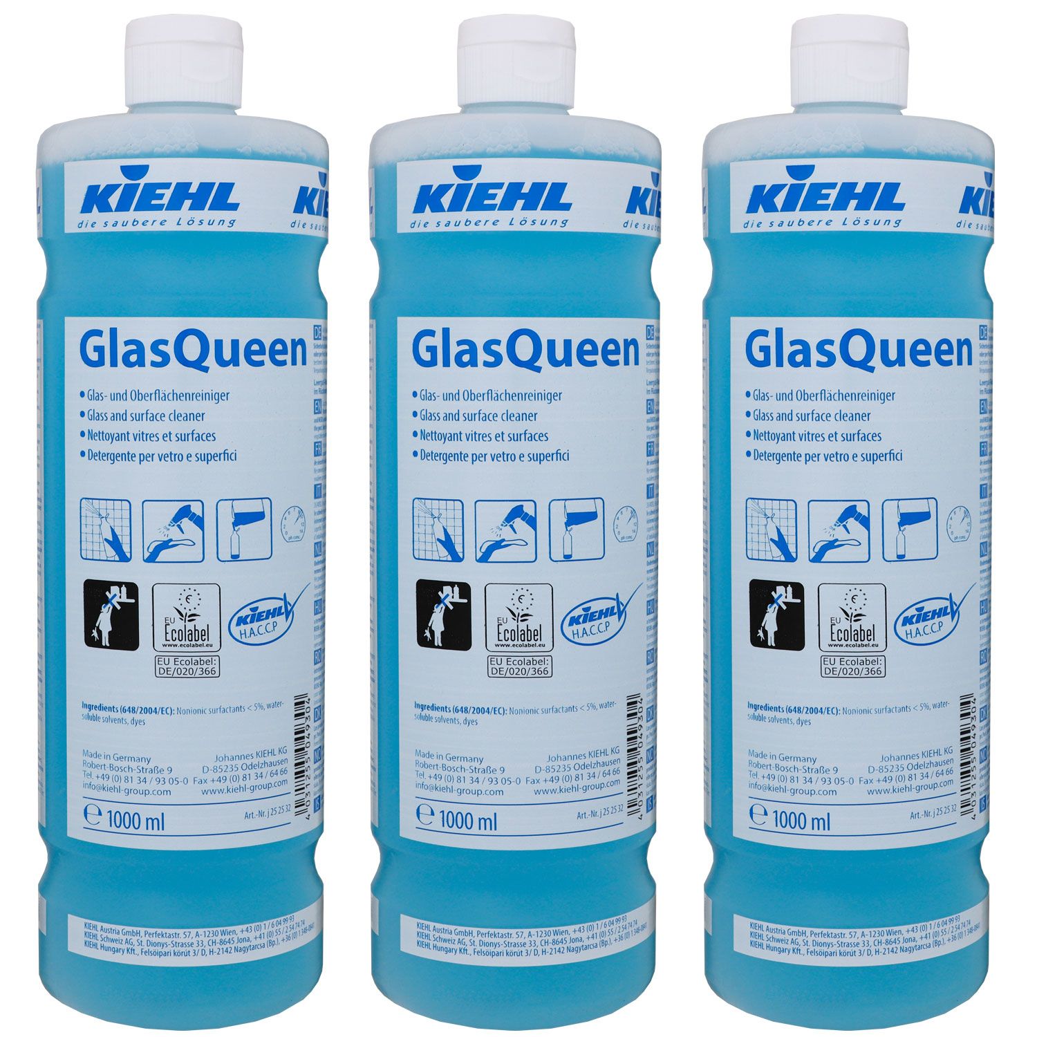 Kiehl GlasQueen 3 x 1 Liter gebrauchsfertiger Glas- und Oberfl�chenreiniger Set