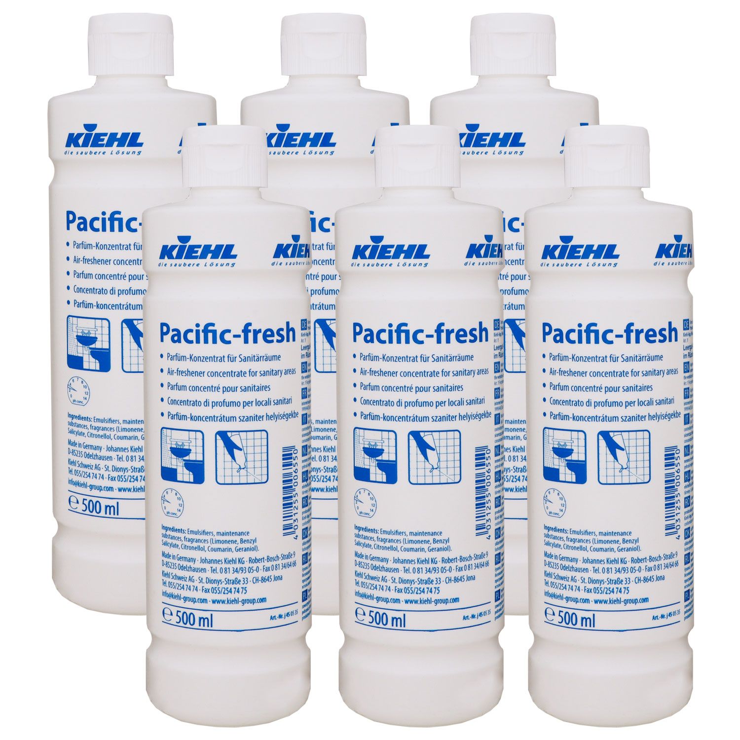Kiehl Pacific-fresh 6 x 500 ml Parf�m-Konzentrat f�r Sanit�rr�ume Duft�l Set