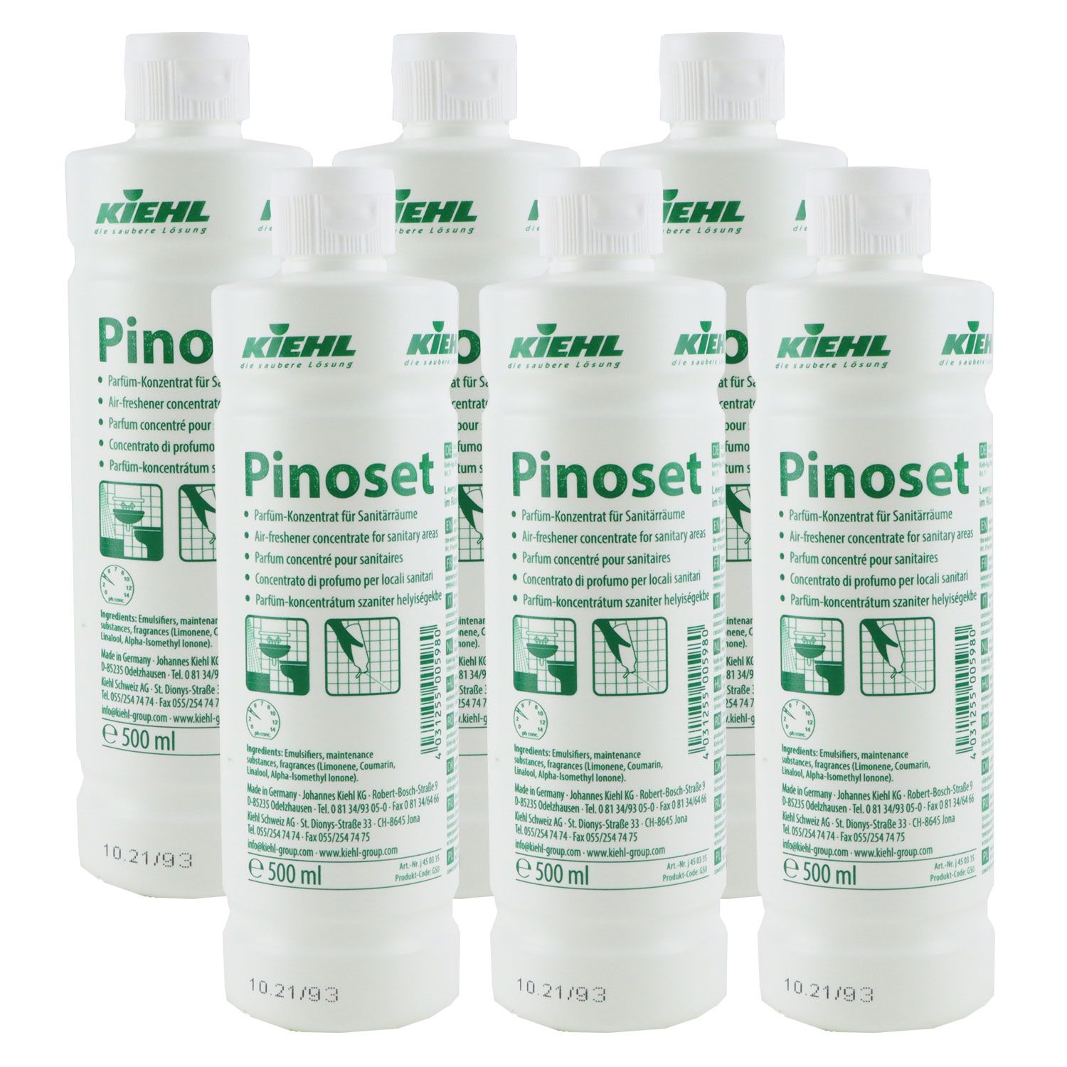 Kiehl Pinoset 6 x 500 ml Parf�m-Konzentrat f�r Sanit�rr�ume Raumduft Set