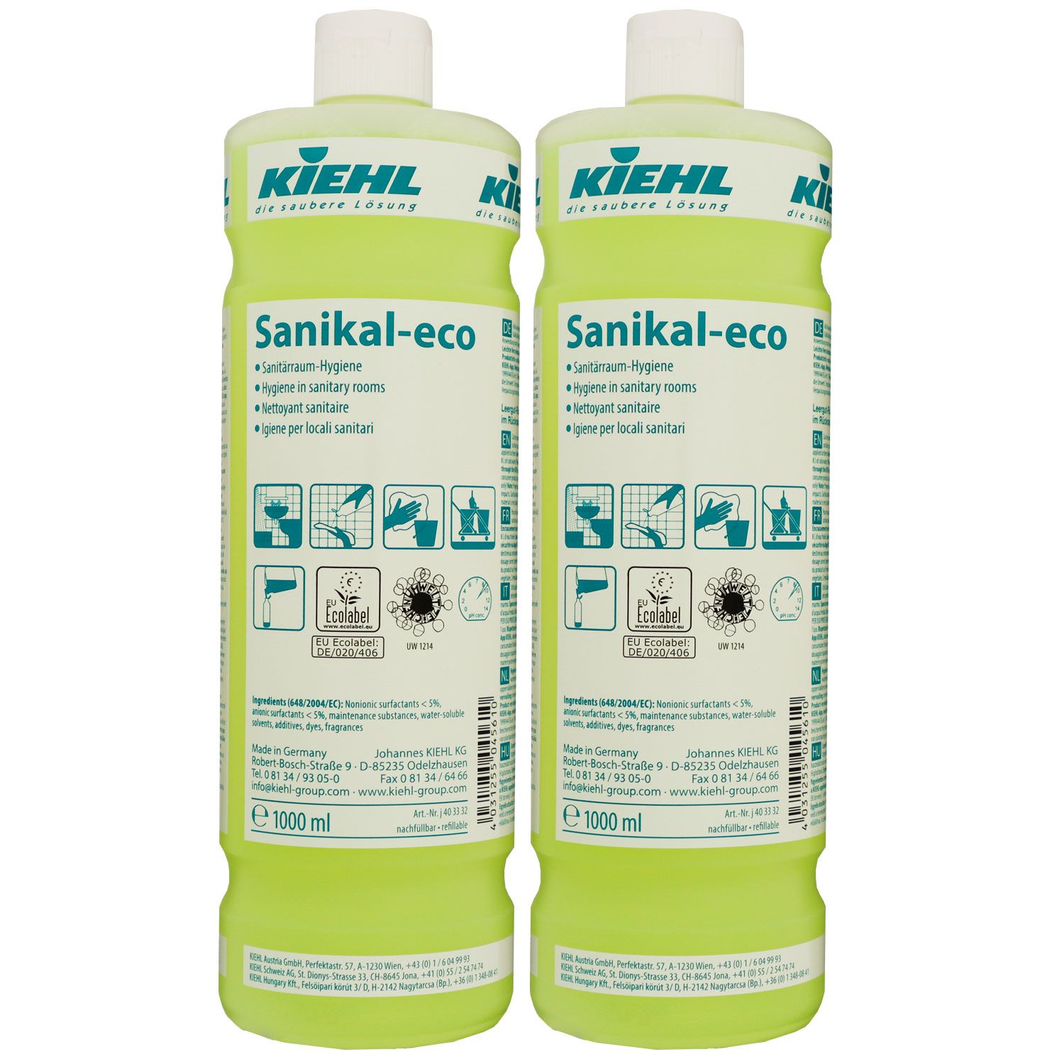 Kiehl Sanikal Eco 2 x 1 Liter Sanit�rreiniger l�st Kalk- und Seifenr�ckst�nde