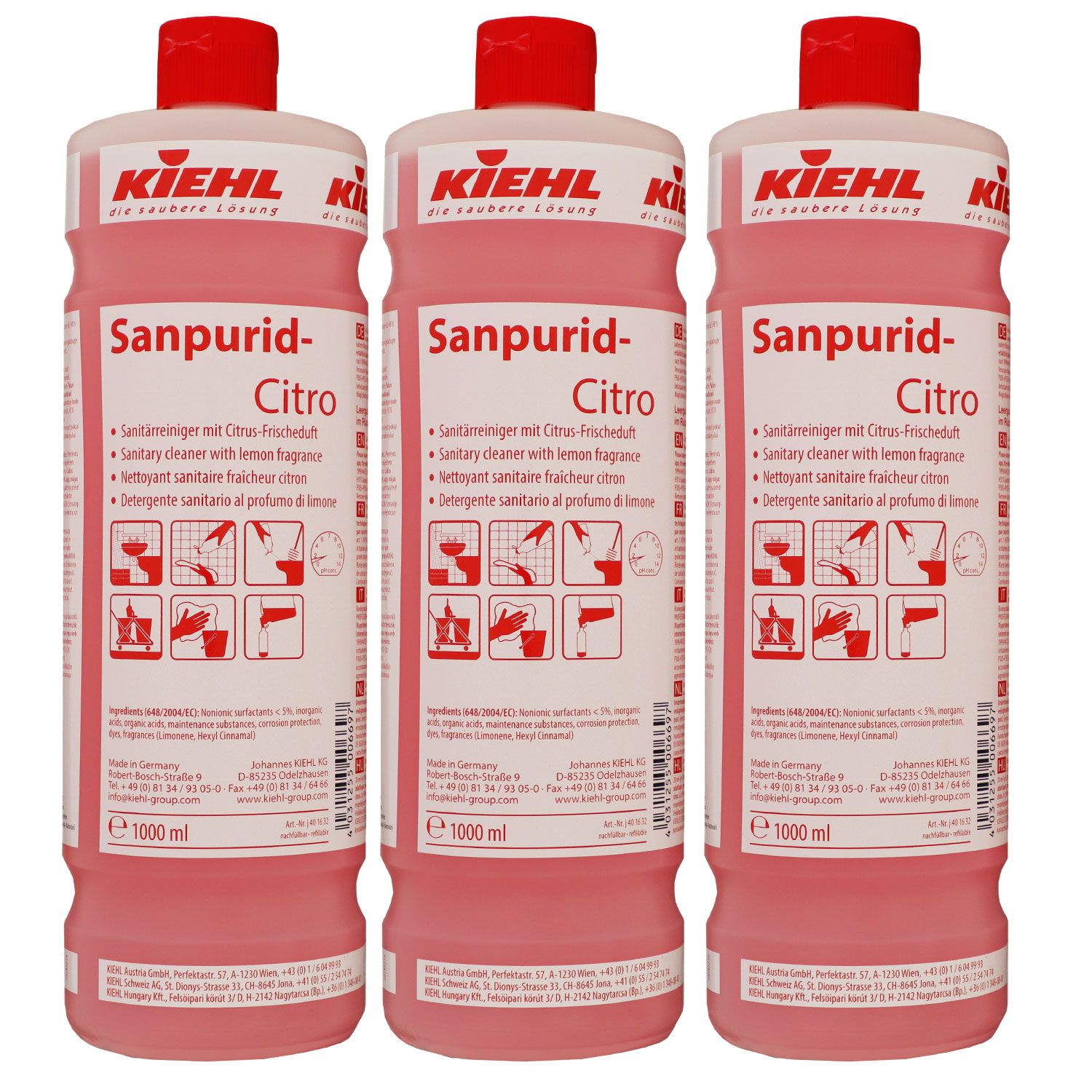 Kiehl Sanpurid-Citro 3 x 1 Liter Sanit�rreiniger mit Citrus-Frischeduft  Set