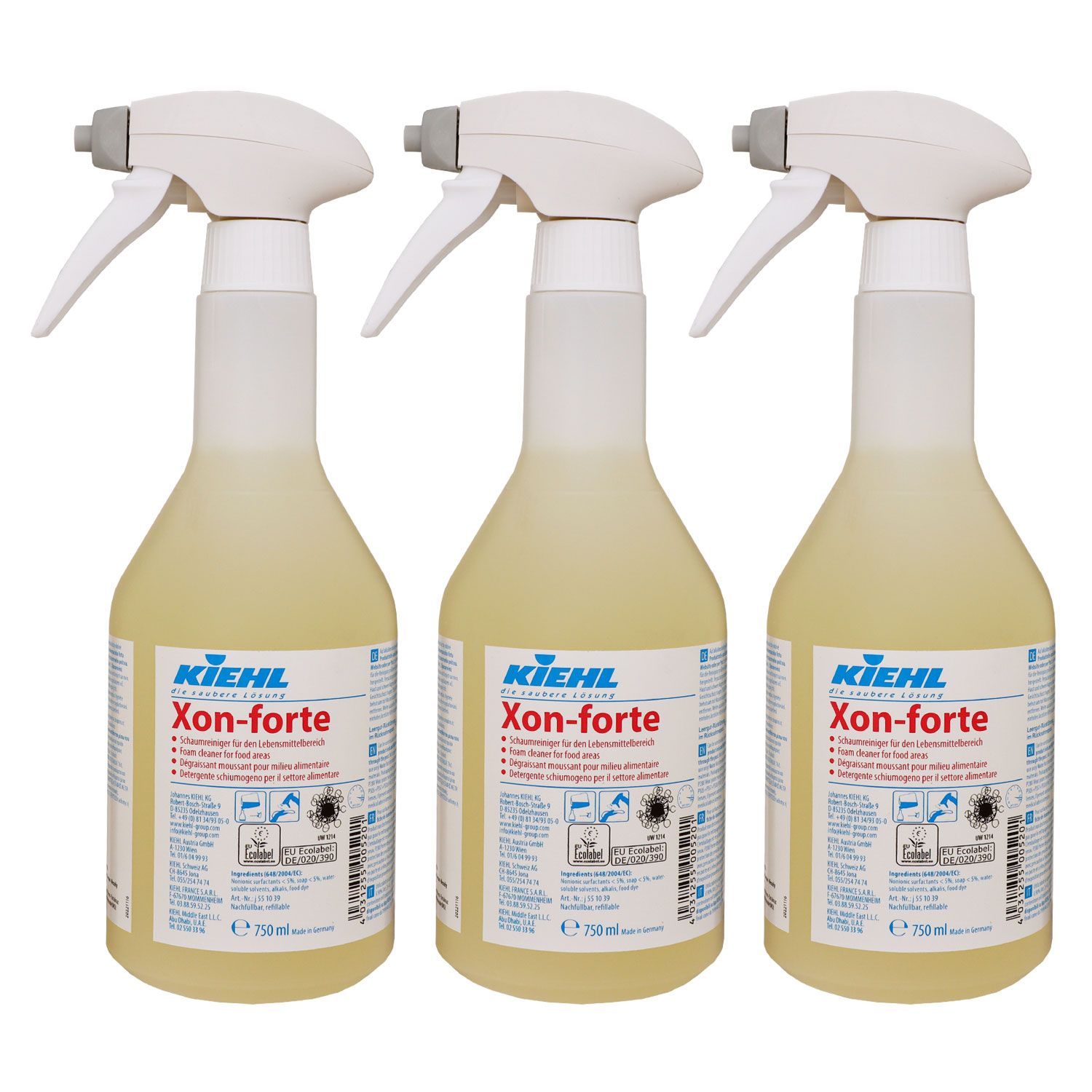 Kiehl Xon-forte 3 x 750 ml Schaumreiniger f�r den Lebensmittelbereich Set