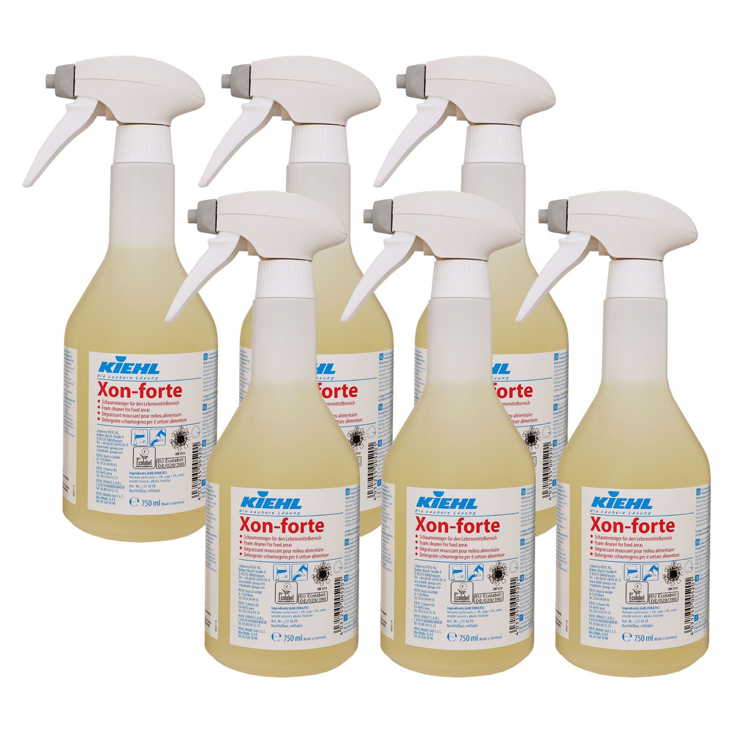 Kiehl Xon-forte 6 x 750 ml Schaumreiniger f�r den Lebensmittelbereich Set