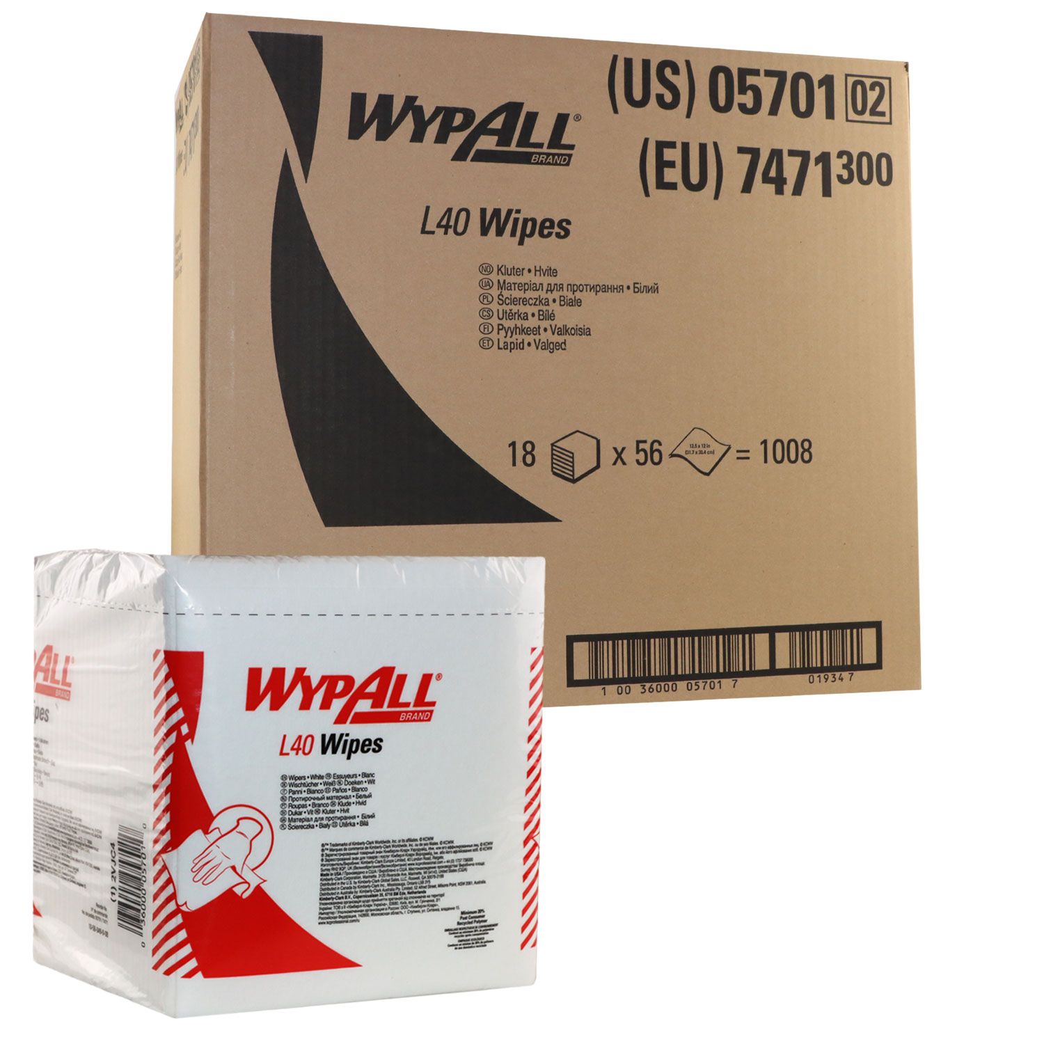 Kimberly Clark Wypall L40 Wischt�cher 7471 wei� 18 Packungen 31,7 cm x 30,4 cm