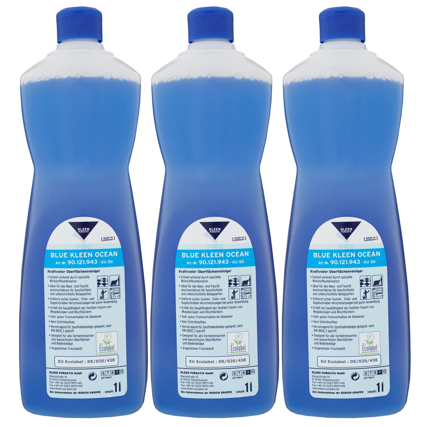 Kleen Purgatis Blue Kleen Ocean 3 x 1 Liter Oberfl�chen Mehrzweckreiniger  Set