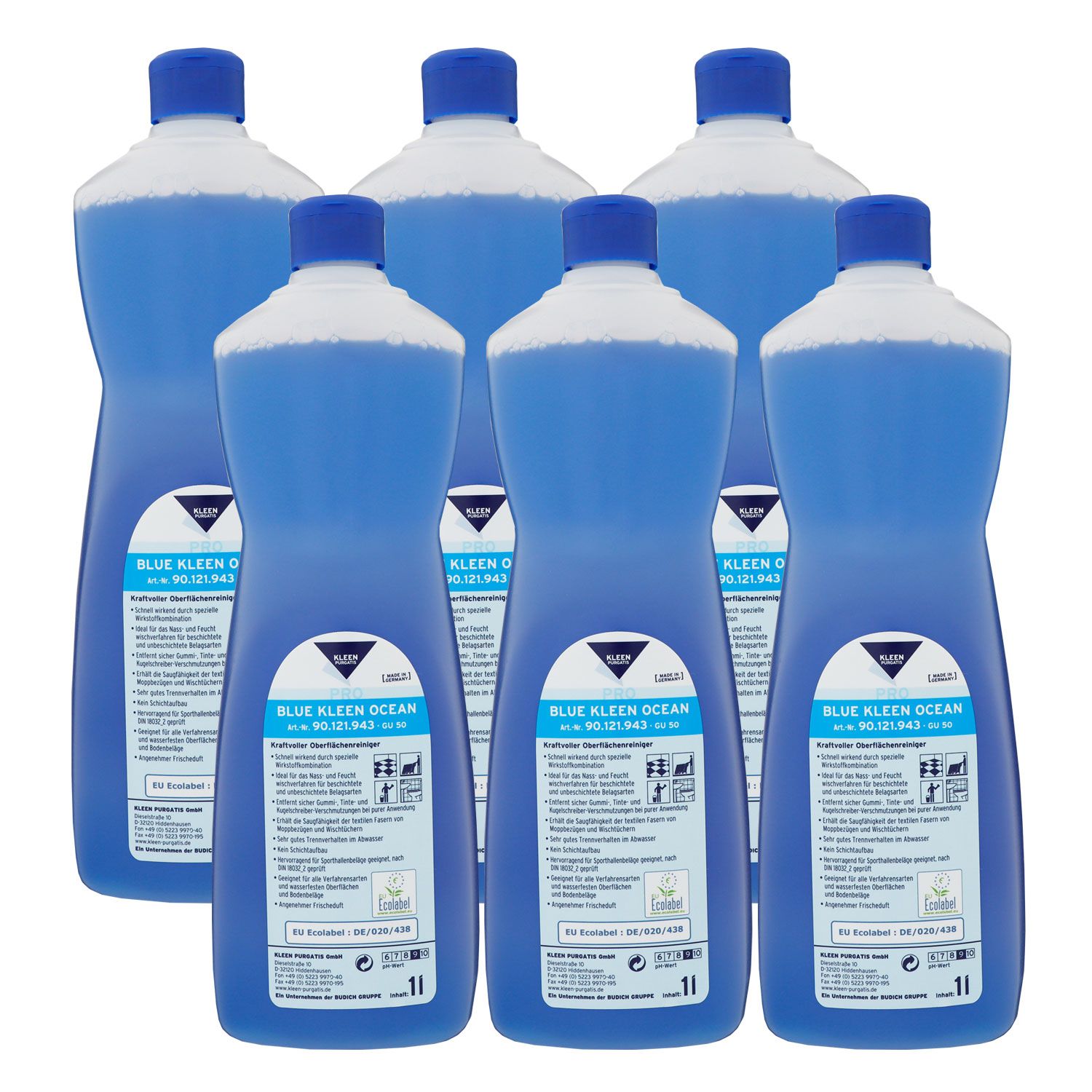 Kleen Purgatis Blue Kleen Ocean 6 x 1 Liter Oberfl�chen Mehrzweckreiniger Set