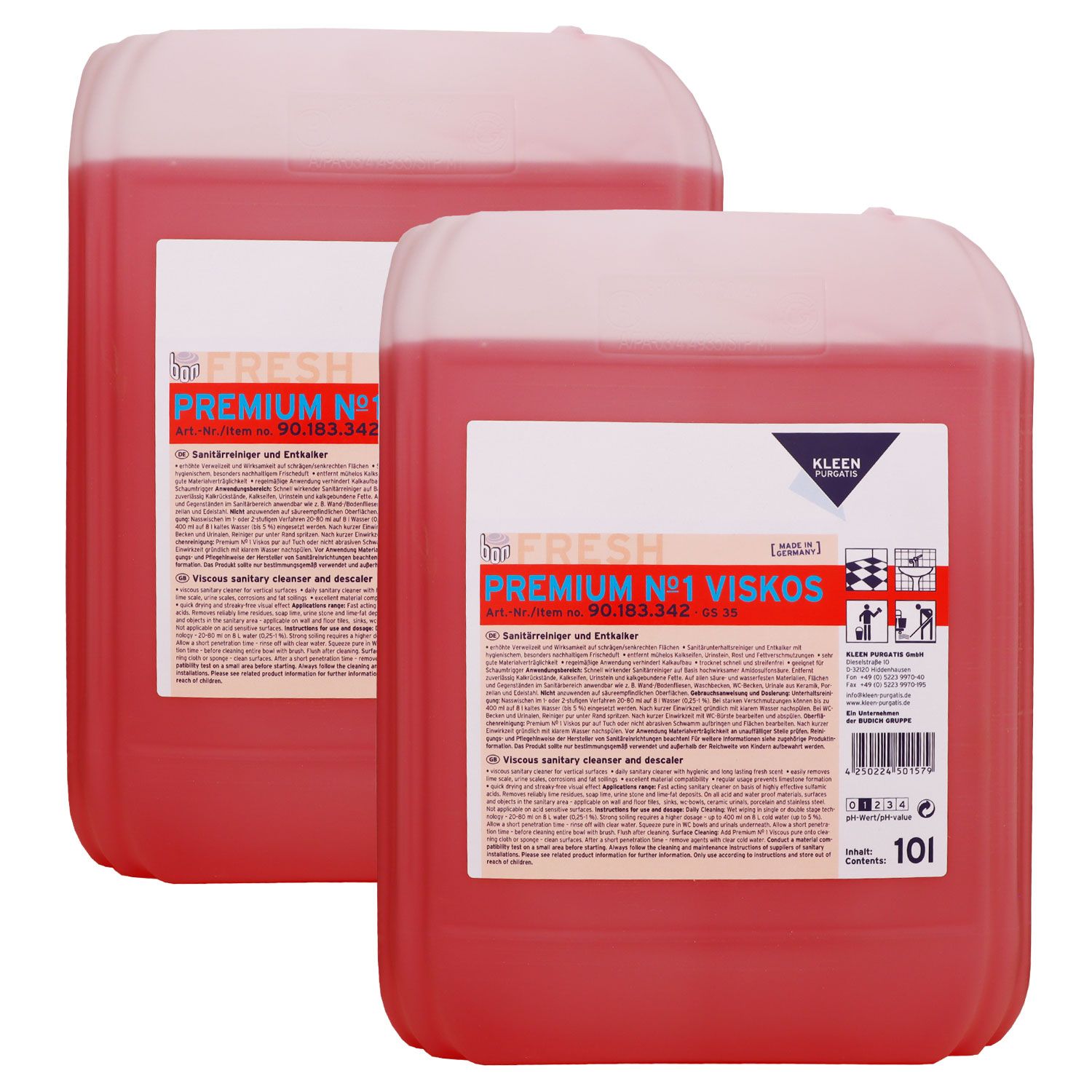 Kleen Purgatis Premium No.1 Viskos 2x10 Liter Kanister Sanit�rreiniger Entkalker