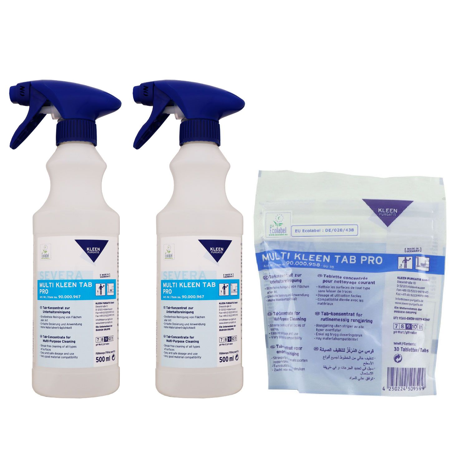 Kleen Purgatis Severa Multi Kleen Tab Pro 30 Tabs & 2 x 500 ml Flasche Set