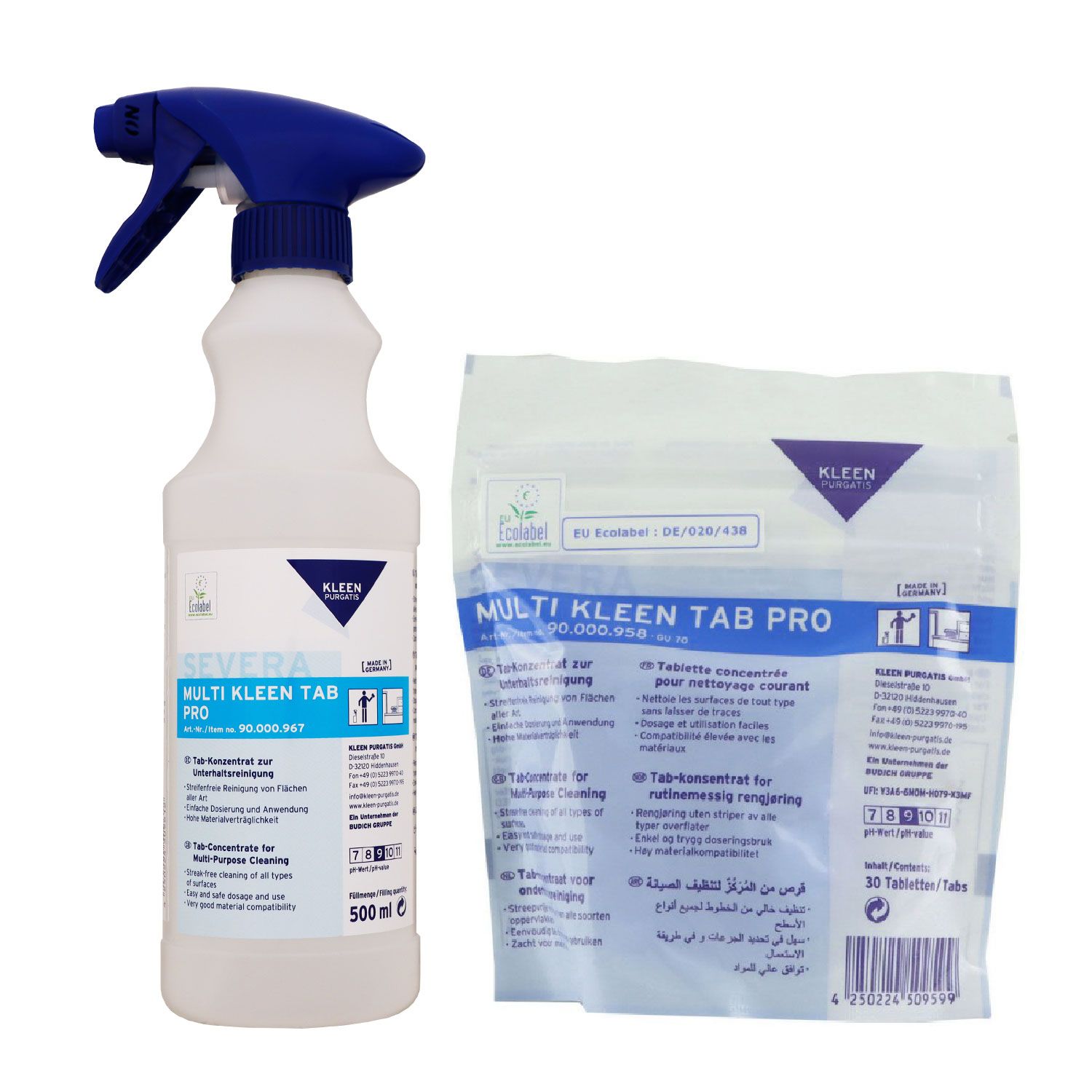 Kleen Purgatis Severa Multi Kleen Tab Pro 30 Tabs Packung & 500 ml Leerflasche