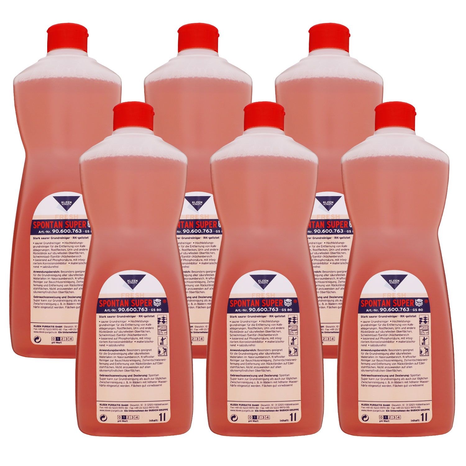 Kleen Purgatis Spontan Super 6 x 1 Liter saurer Grundreiniger RK-gelistet Set