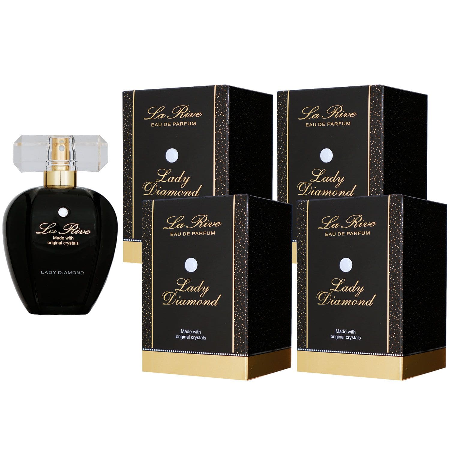 La Rive Lady Diamond 4 x 75 ml Eau de Parfum EDP Set mit Swarovski Kristall