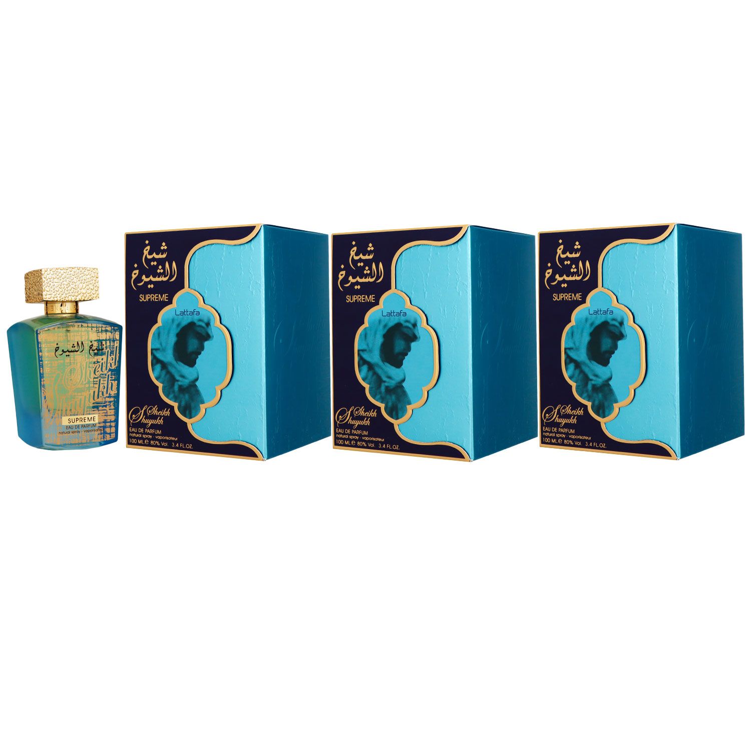 Lattafa Sheikh Al Shuyukh Supreme 3 x 100 ml Eau de Parfum EDP Set Herrenparfum