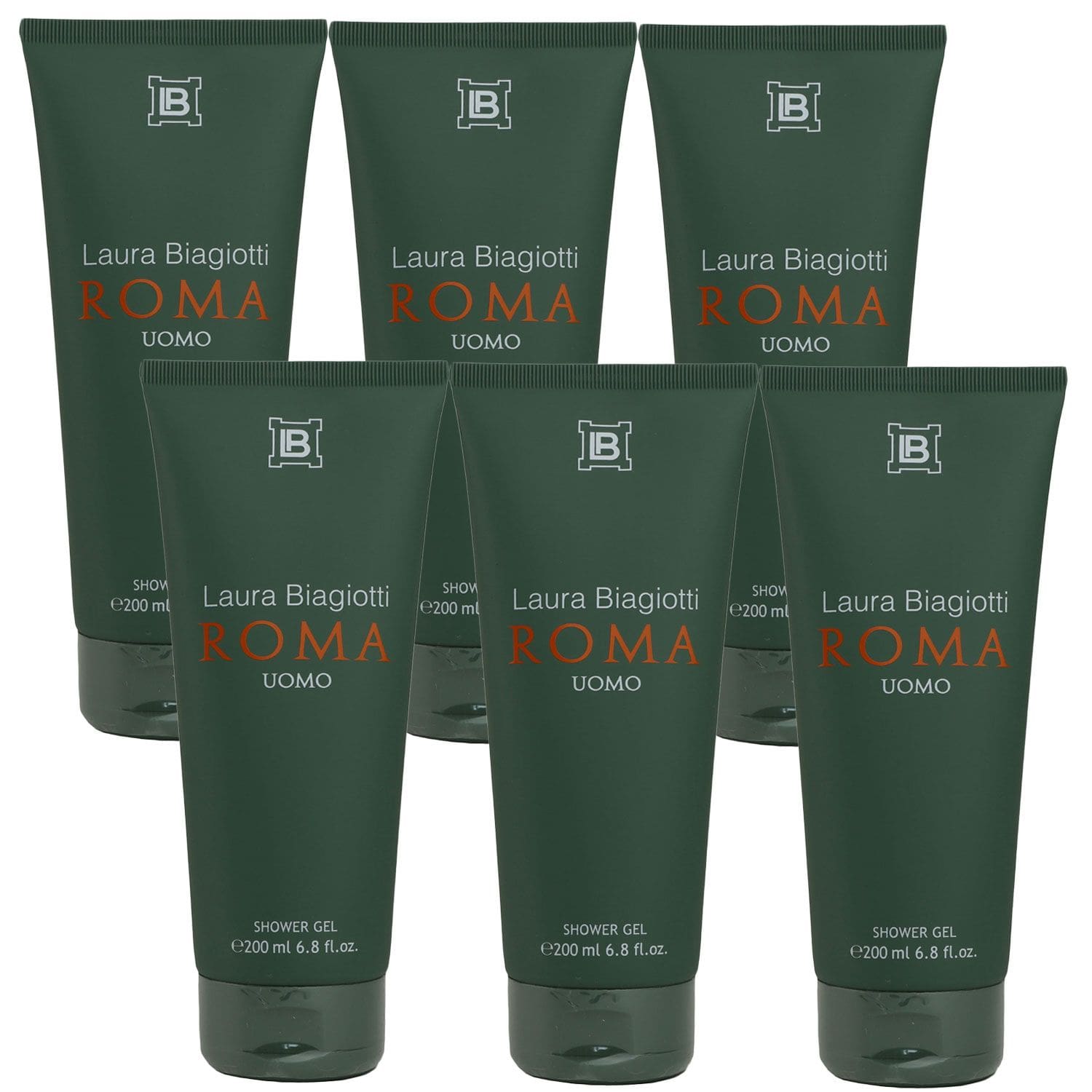 Laura Biagiotti Roma Uomo 6 x 200 ml Showergel Duschgel Shower Gel   Herren Set