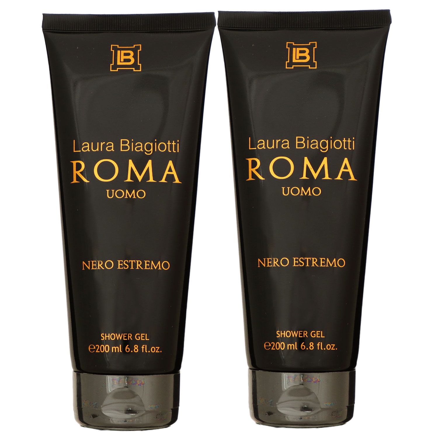 Laura Biagiotti Roma Uomo Nero Estremo 2 x 200 ml Duschgel Showergel Set
